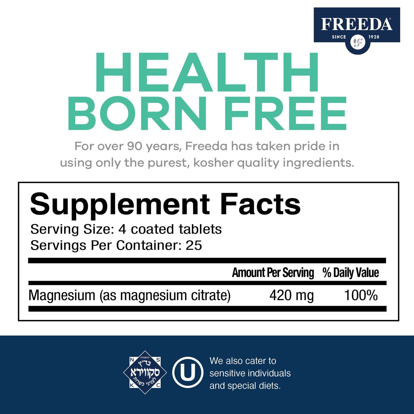 FREEDA Magnesium Citrate Tablet 250 Count