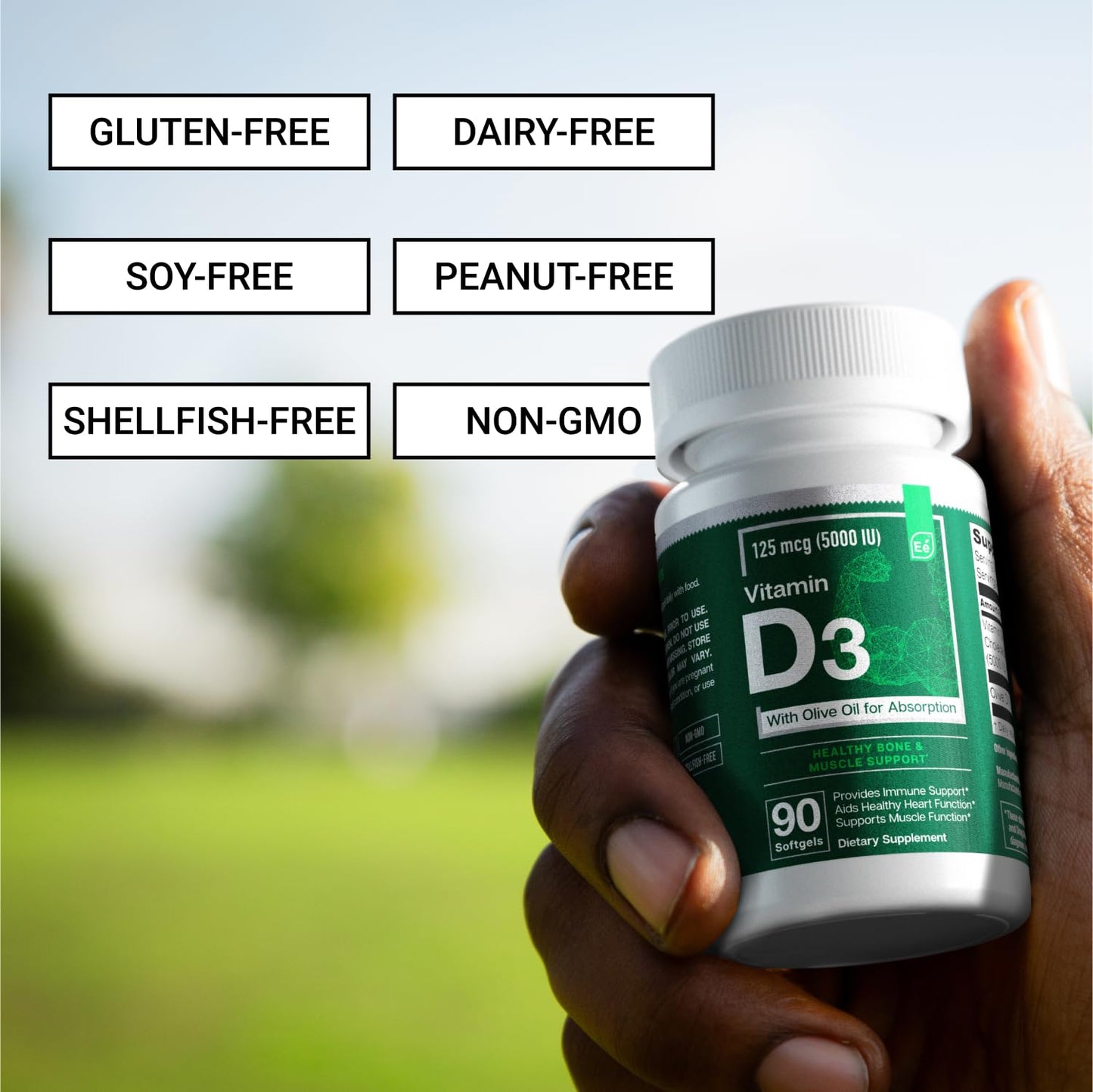 Essential Elements Vitamin D3 5000 IU Softgels, 90 Count