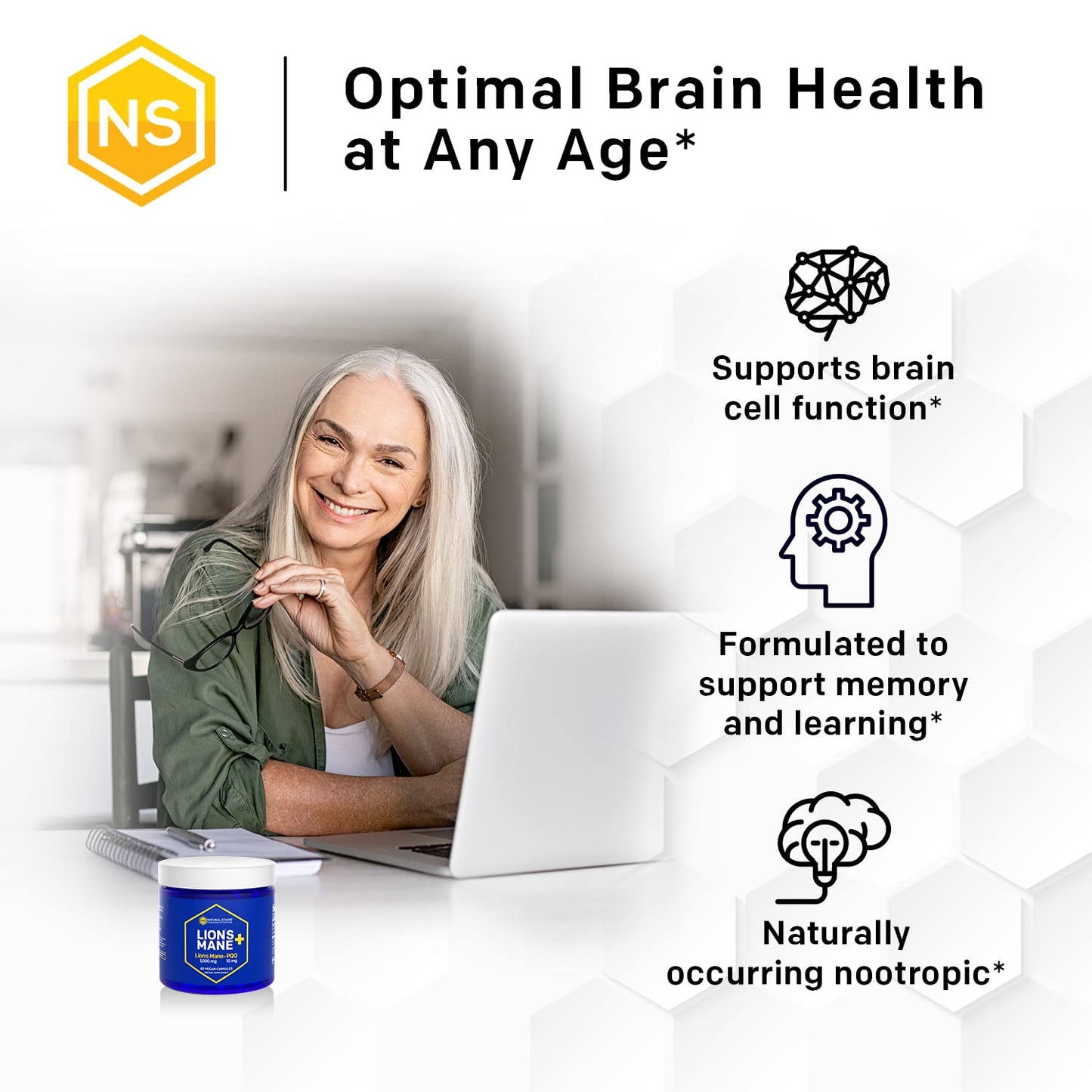 Natural Stacks Organic Lions Mane with PQQ 120 Capsules