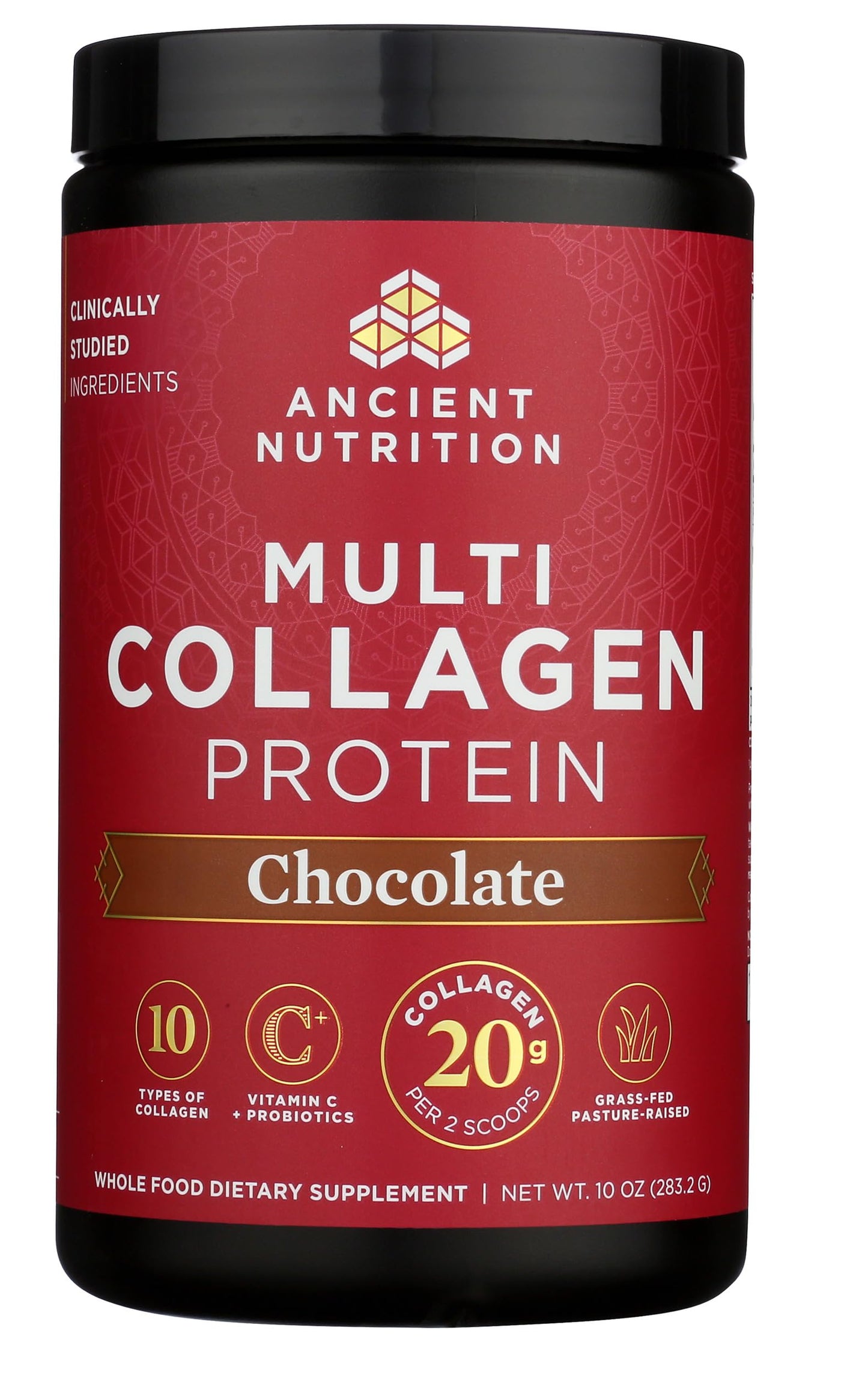 Ancient Nutrition Collagen Peptides Powder, Multi Collagen Protein with Vitamin C and Probiotics, Hydrolyzed Collagen, Supports Skin Joints Gut Health, Chocolate, 0.6 lb, 24 Servings