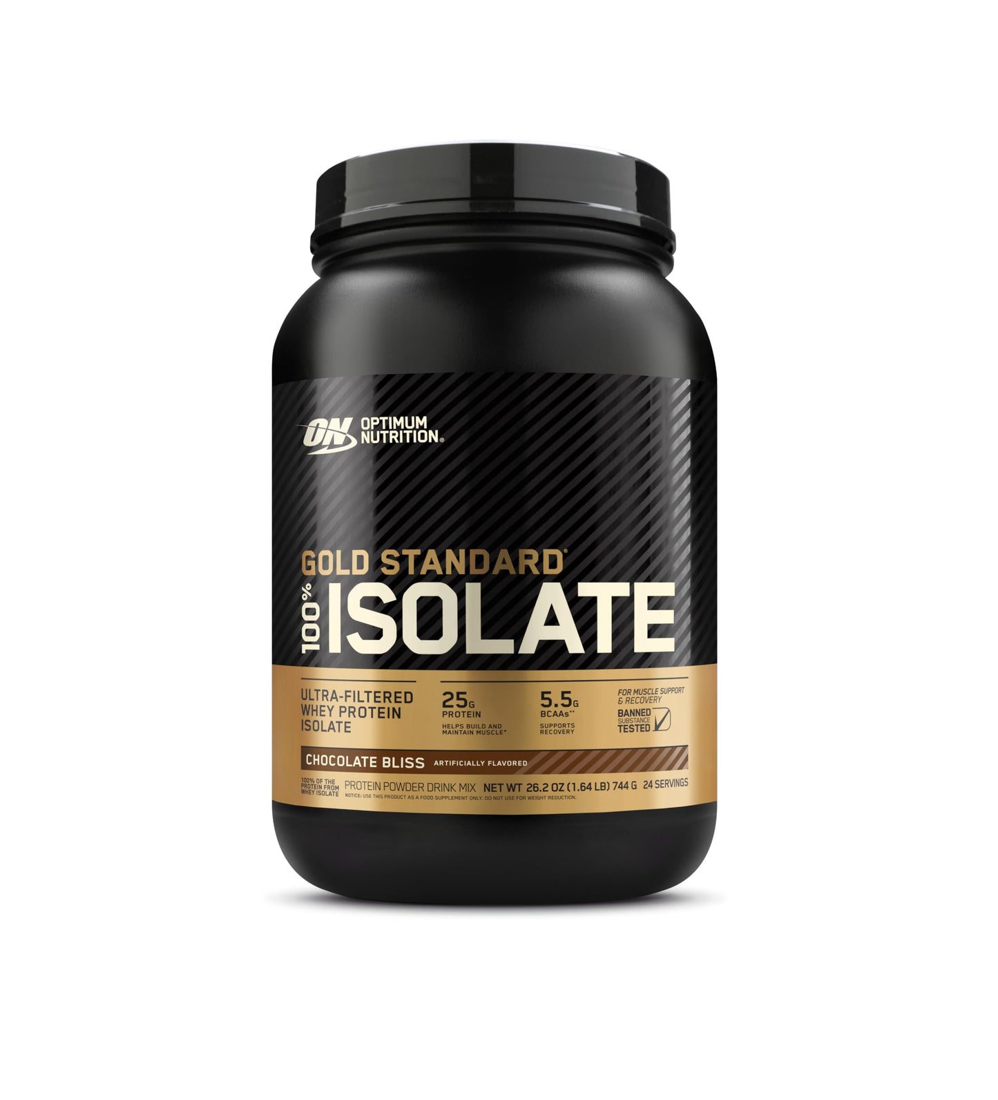 Optimum Nutrition Gold Standard 100% Isolate Whey Protein Powder, Chocolate Bliss, 24 Servings