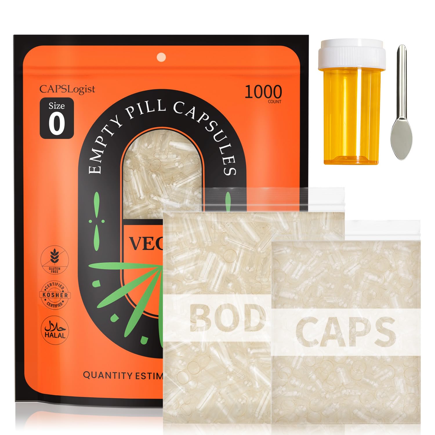 CAPSLogist Vegan Empty Capsules, Capsule, 1000 Count