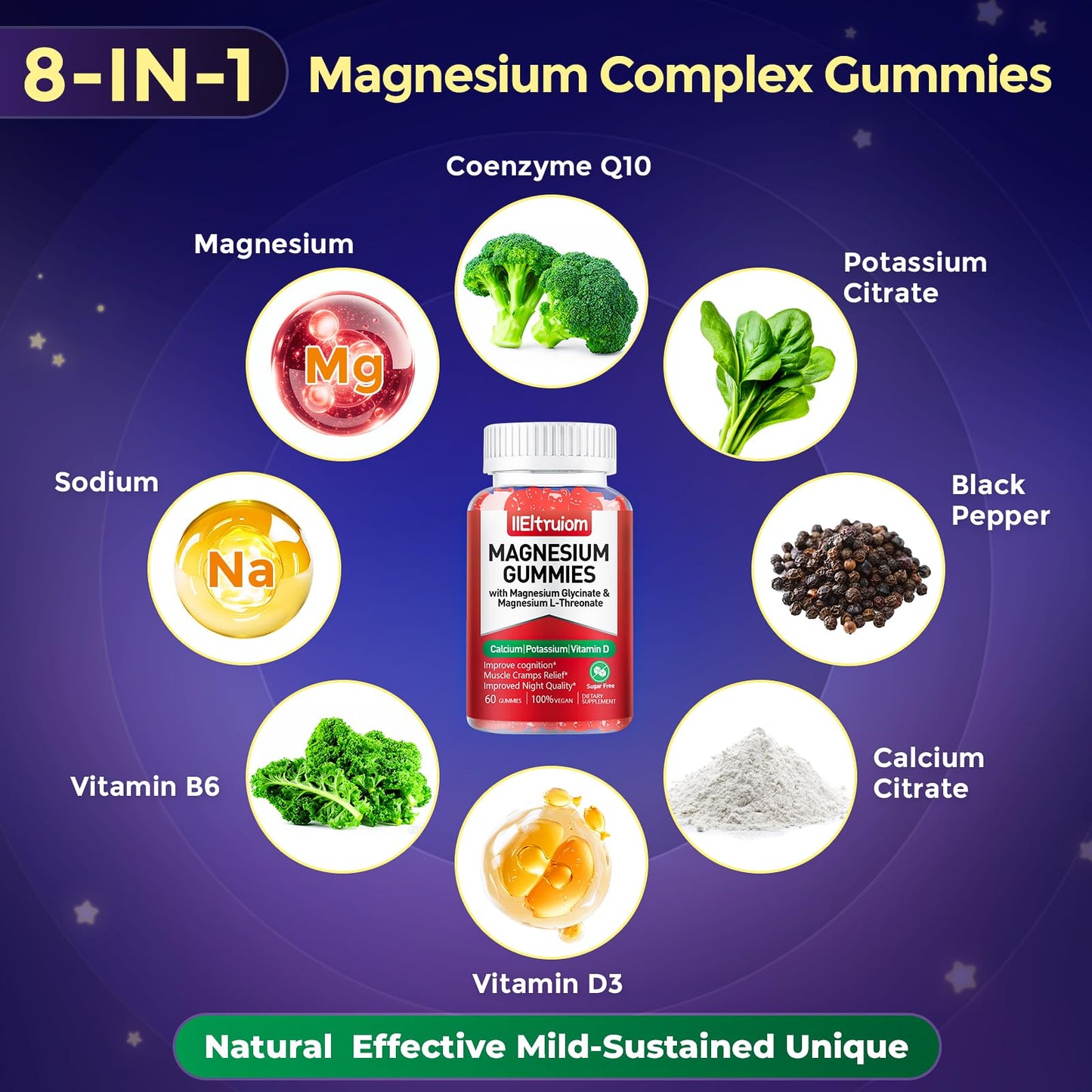IIEltruiom Liposomal Magnesium Complex 190mg for Kids, Gummies, 60 Count