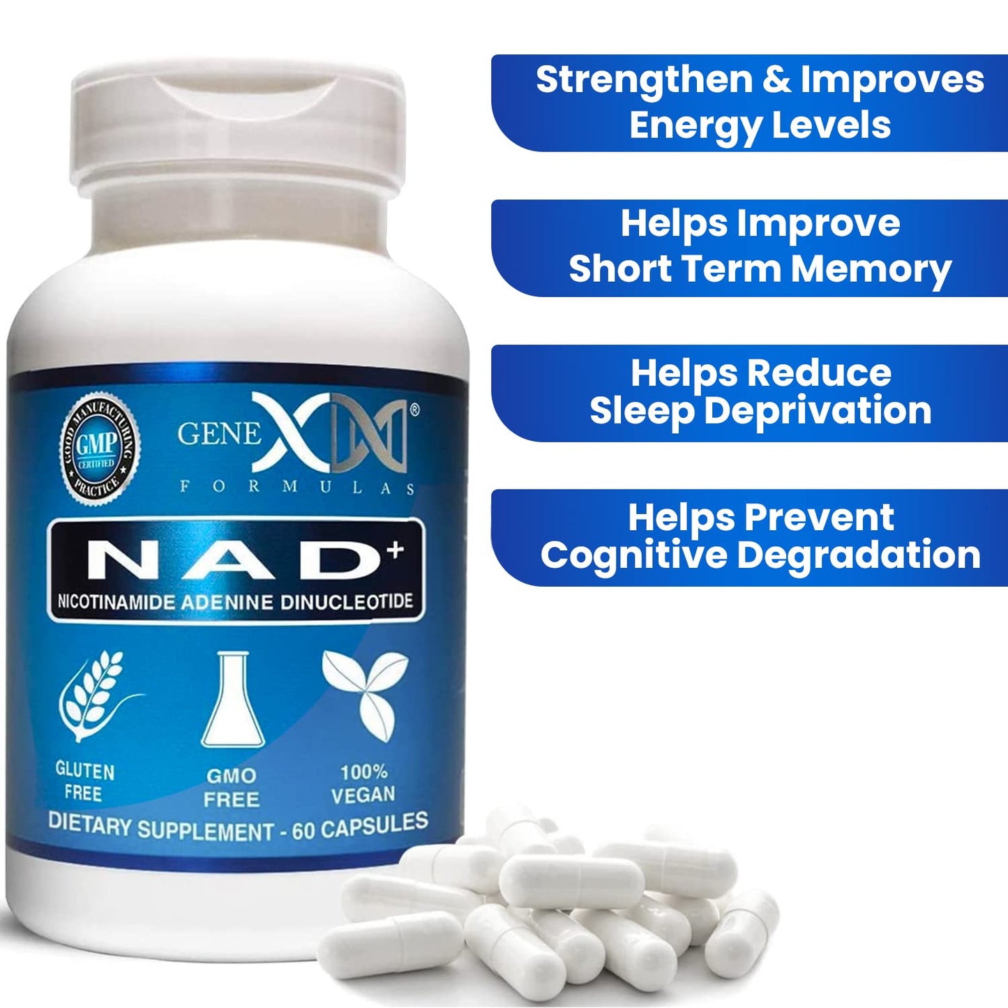 Genex Formulas NAD+ 250mg Capsules, 60 Count