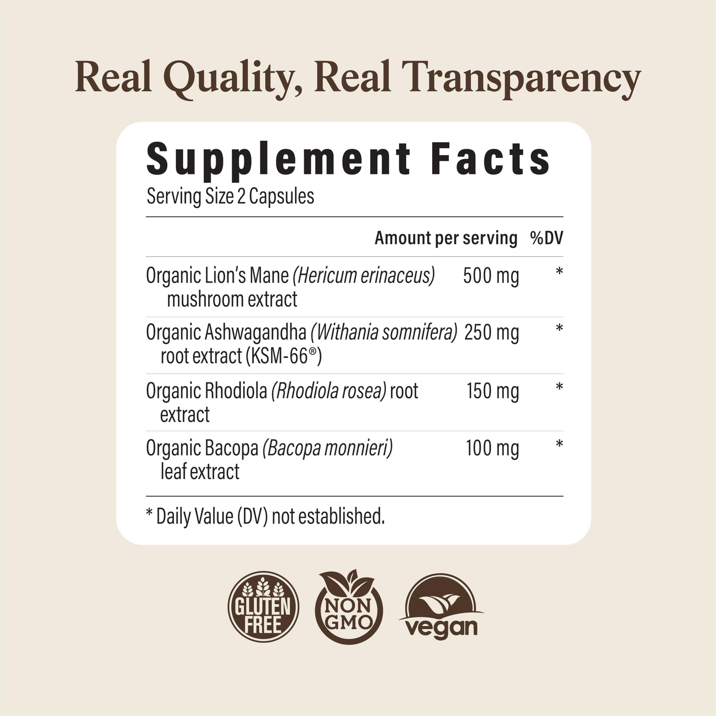 Real Mushrooms RealClarity Capsules 60 Count