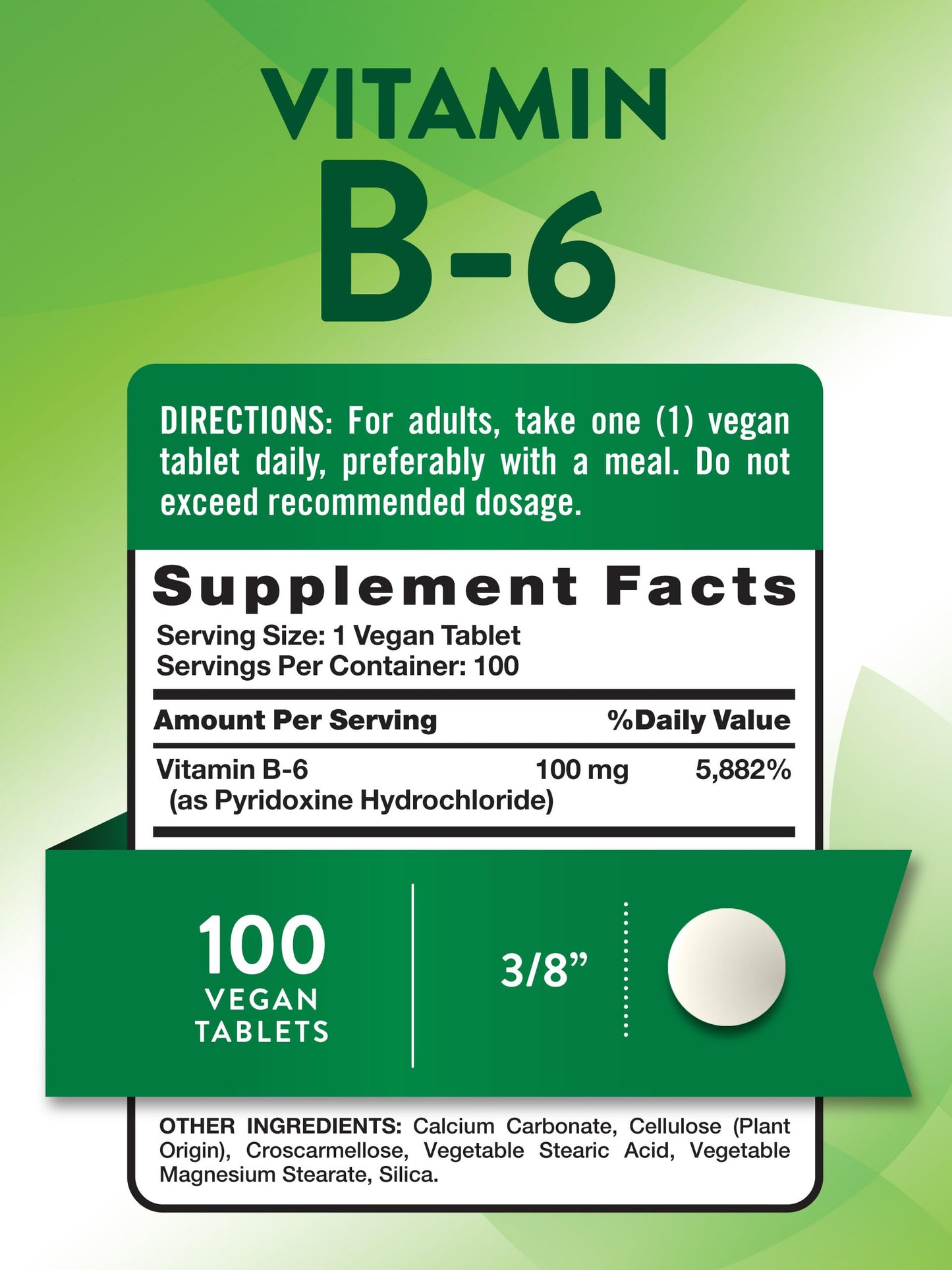Nature's Truth Vitamin B6 Tablets, 100 Count