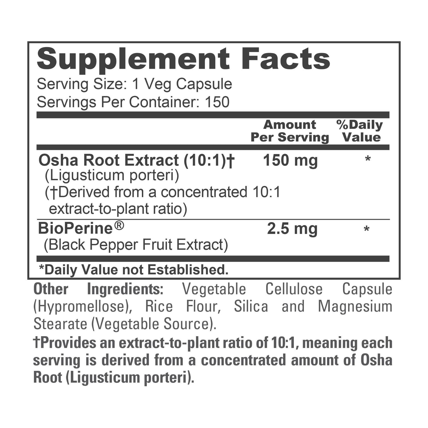 NusaPure OSHA Root Capsules 1500 mg, 150 Count