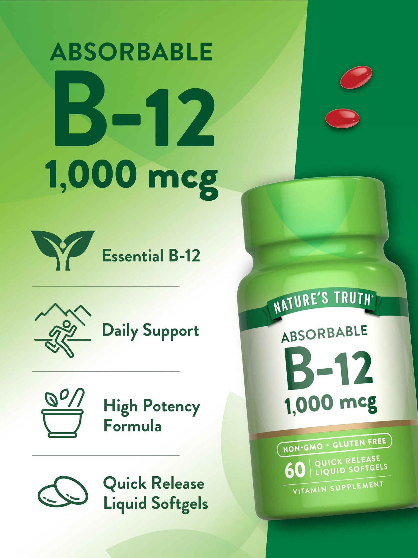 Nature's Truth Vitamin B12 1000 mcg Softgels 60