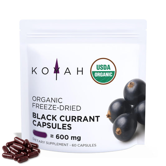 KOYAH Organic Black Currant Capsules, 600 mg per Capsule, 60 Capsules