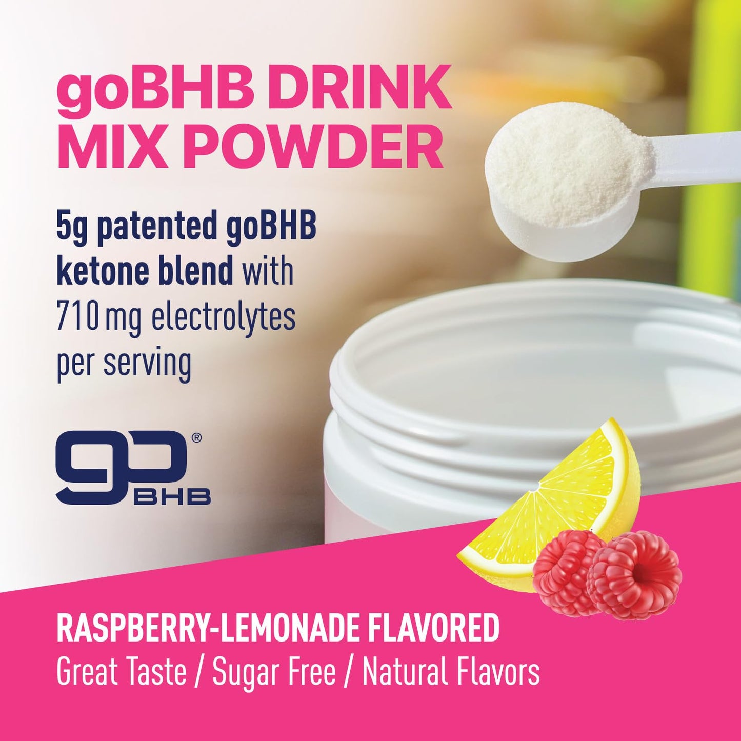 Real Ketones BHB Exogenous Ketones Energy Powder Sugar Free Electrolyte Powder with 4 Main Fasting Electrolytes & Hydrating Patented BHB Ketones for Energy & Focus Raspberry Lemonade, 8.3 oz
