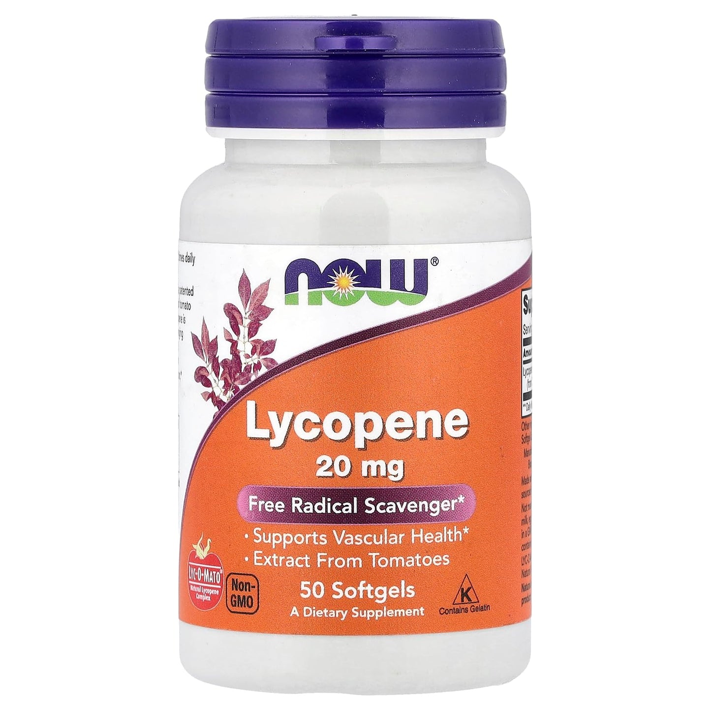 NOW Foods Lycopene 20 mg Softgels, 50 Count