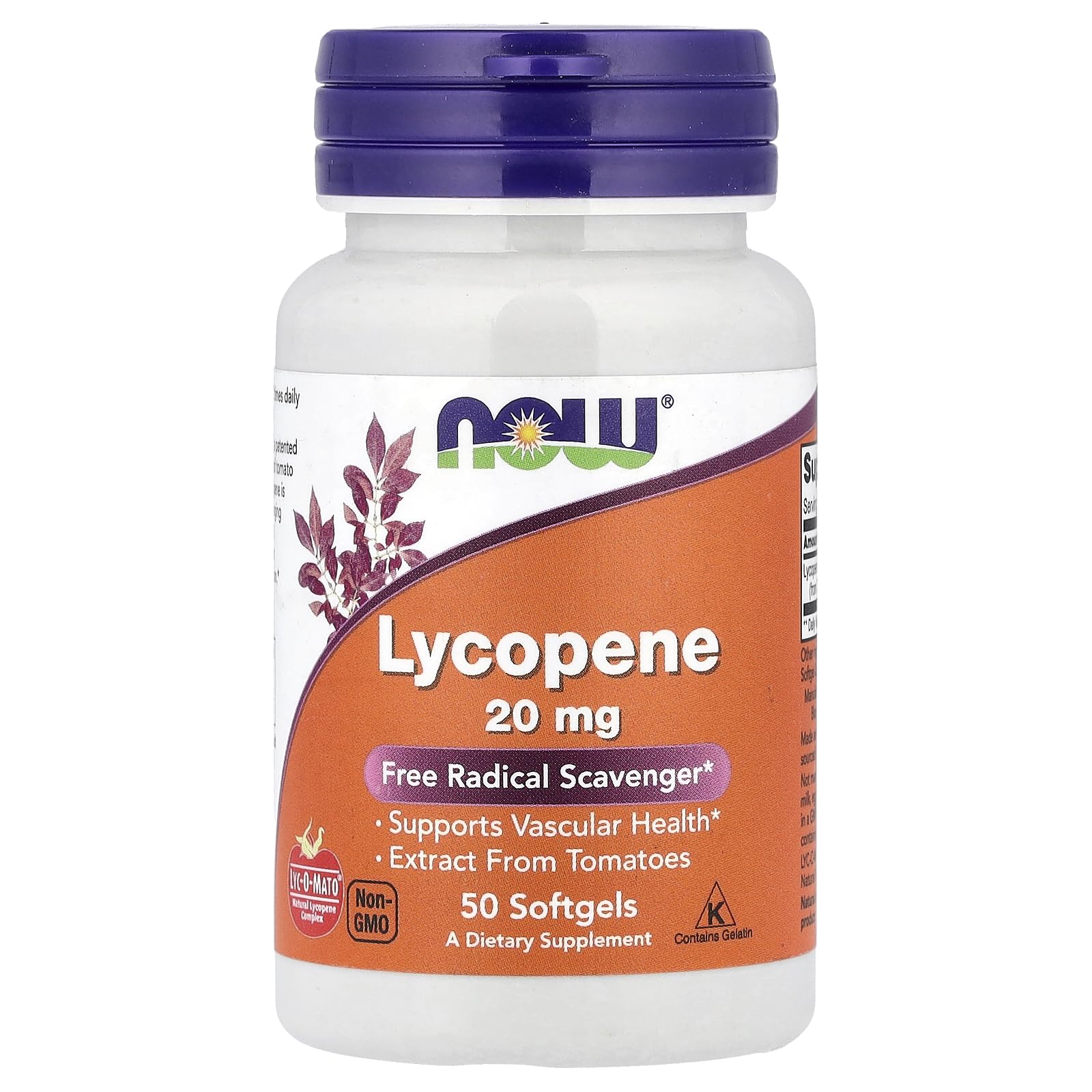 NOW Foods Lycopene 20 mg Softgels, 50 Count