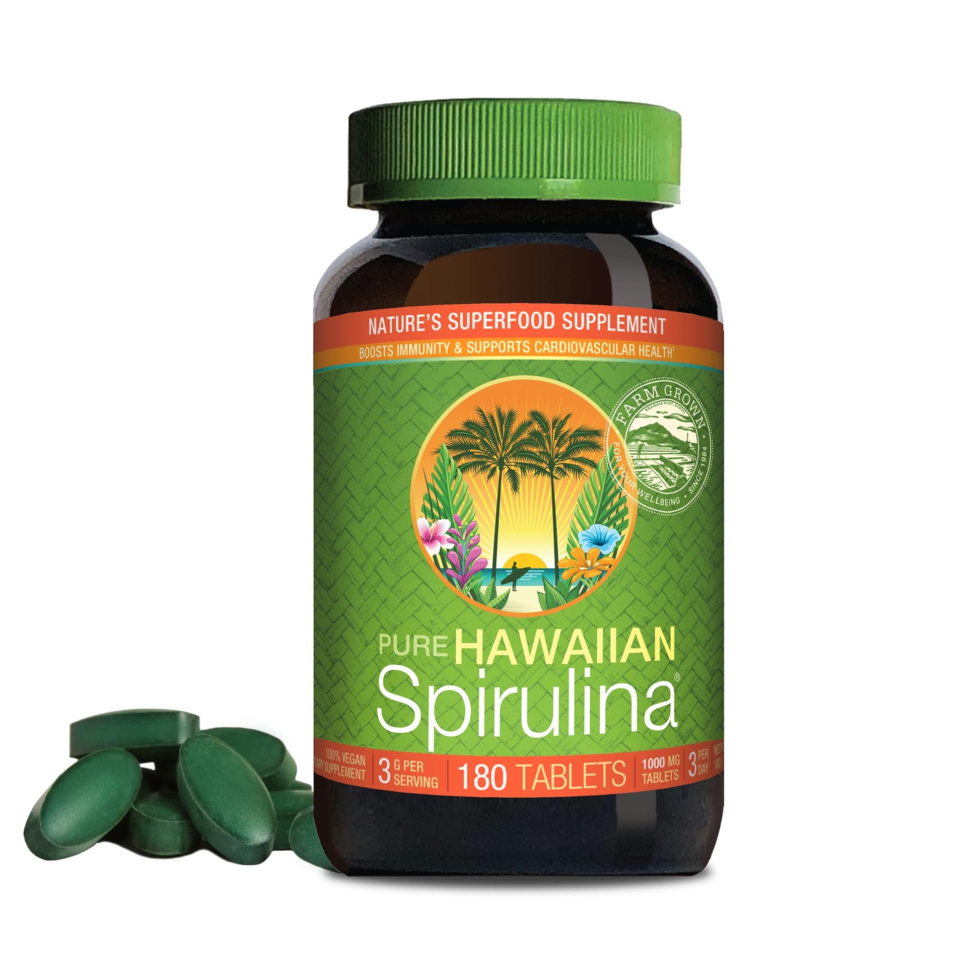 Nutrex Hawaii Pure Hawaiian Spirulina Tablets, 180 Count