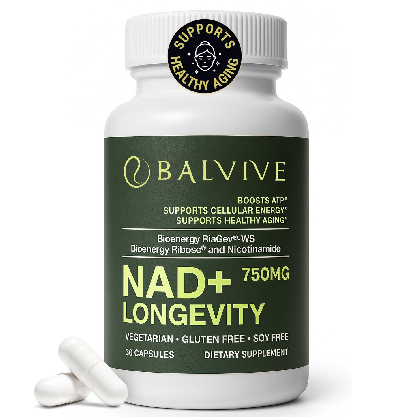 BALVIVE NAD+ Longevity Booster Supplement Capsule, 30 Count