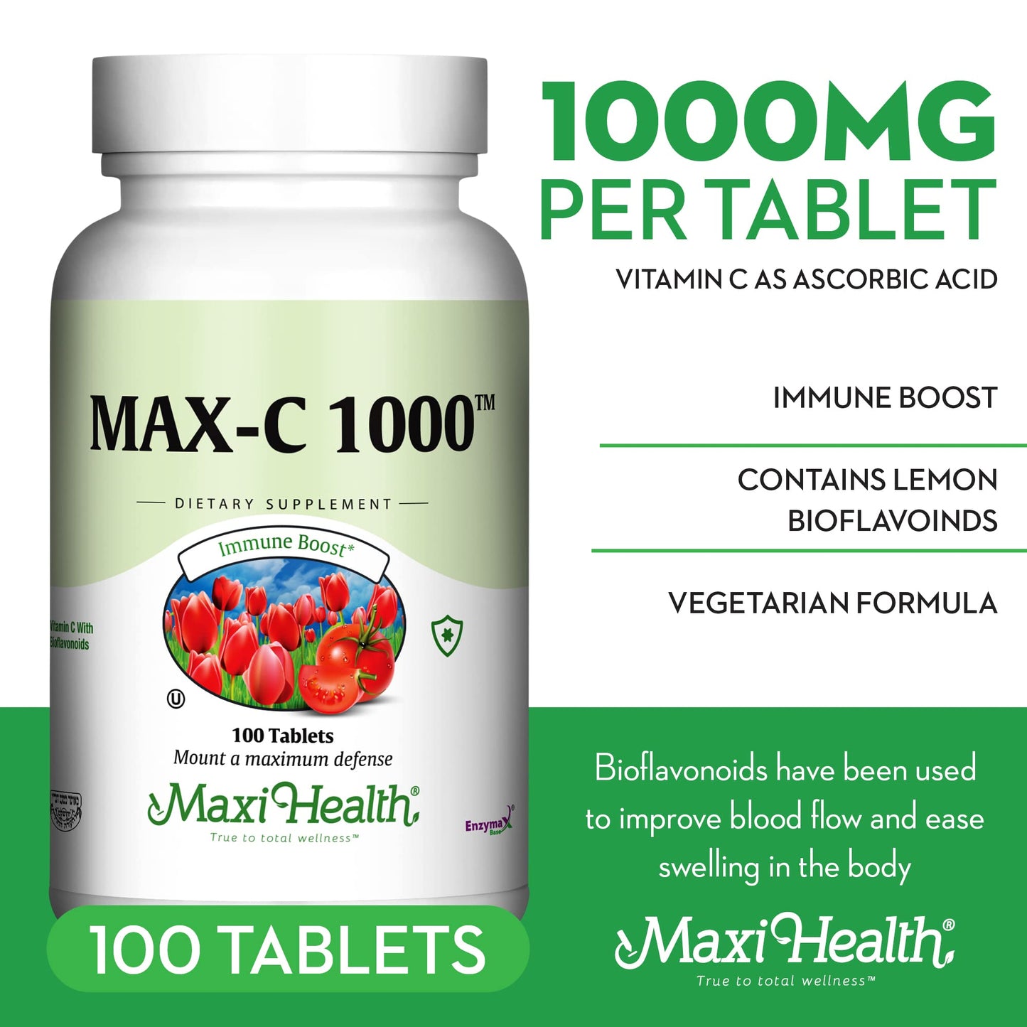 Maxi Health Vitamin C 1000 mg Tablet, 100 Count