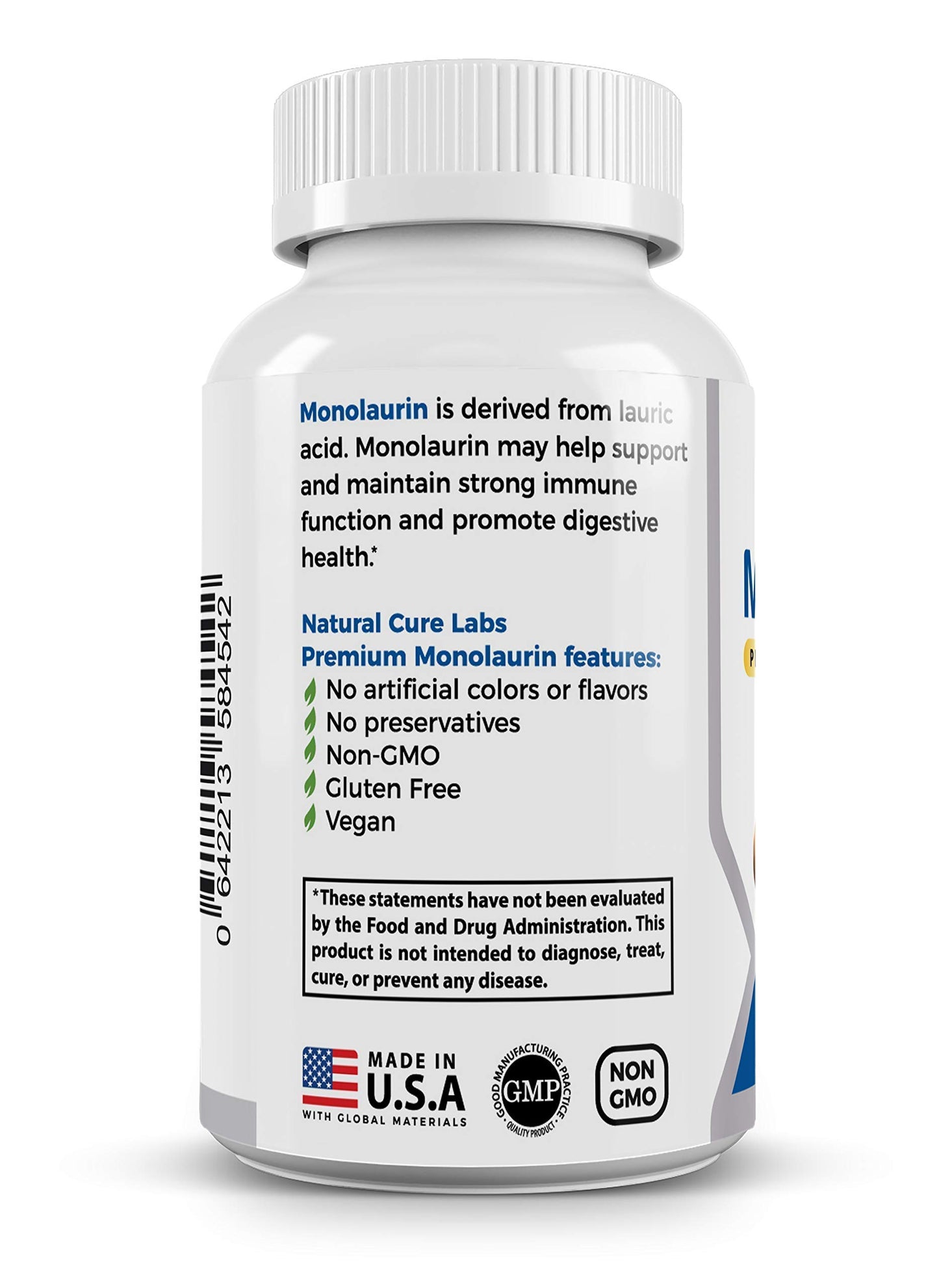 Natural Cure Labs Premium Monolaurin 600mg + Immune Support Capsules, 600-count