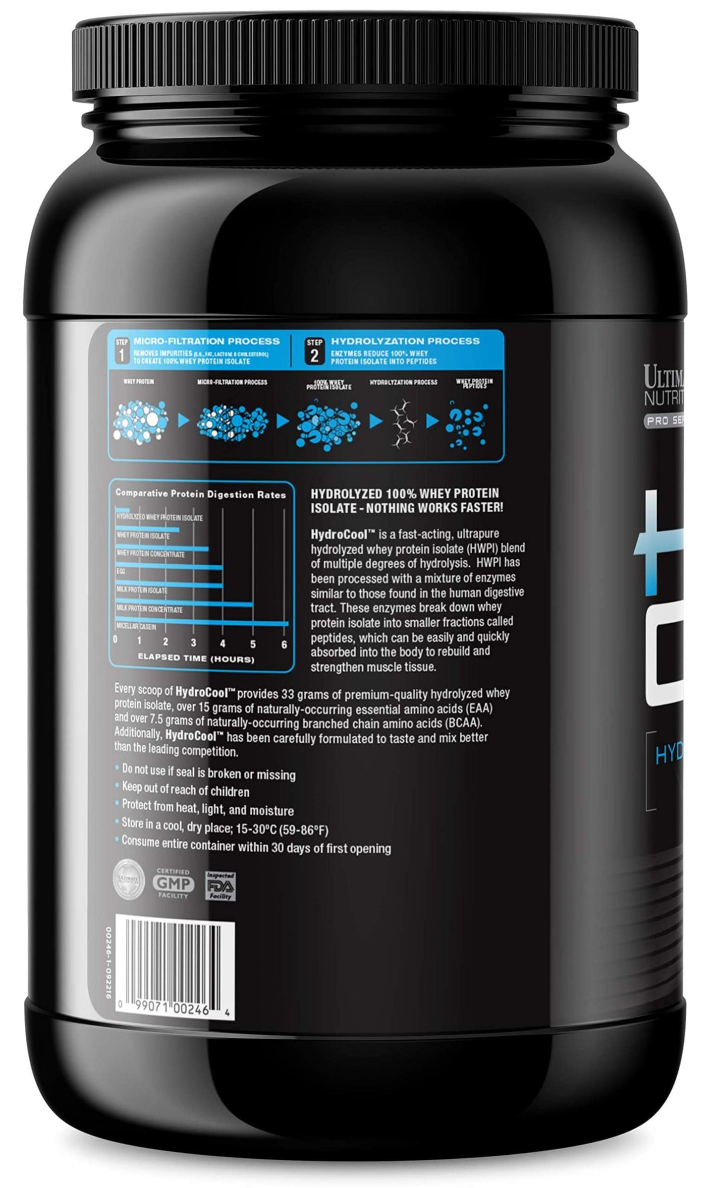Ultimate Nutrition HydroCool Hydrolyzed Whey Isolate Powder, Vanilla, 48 Servings
