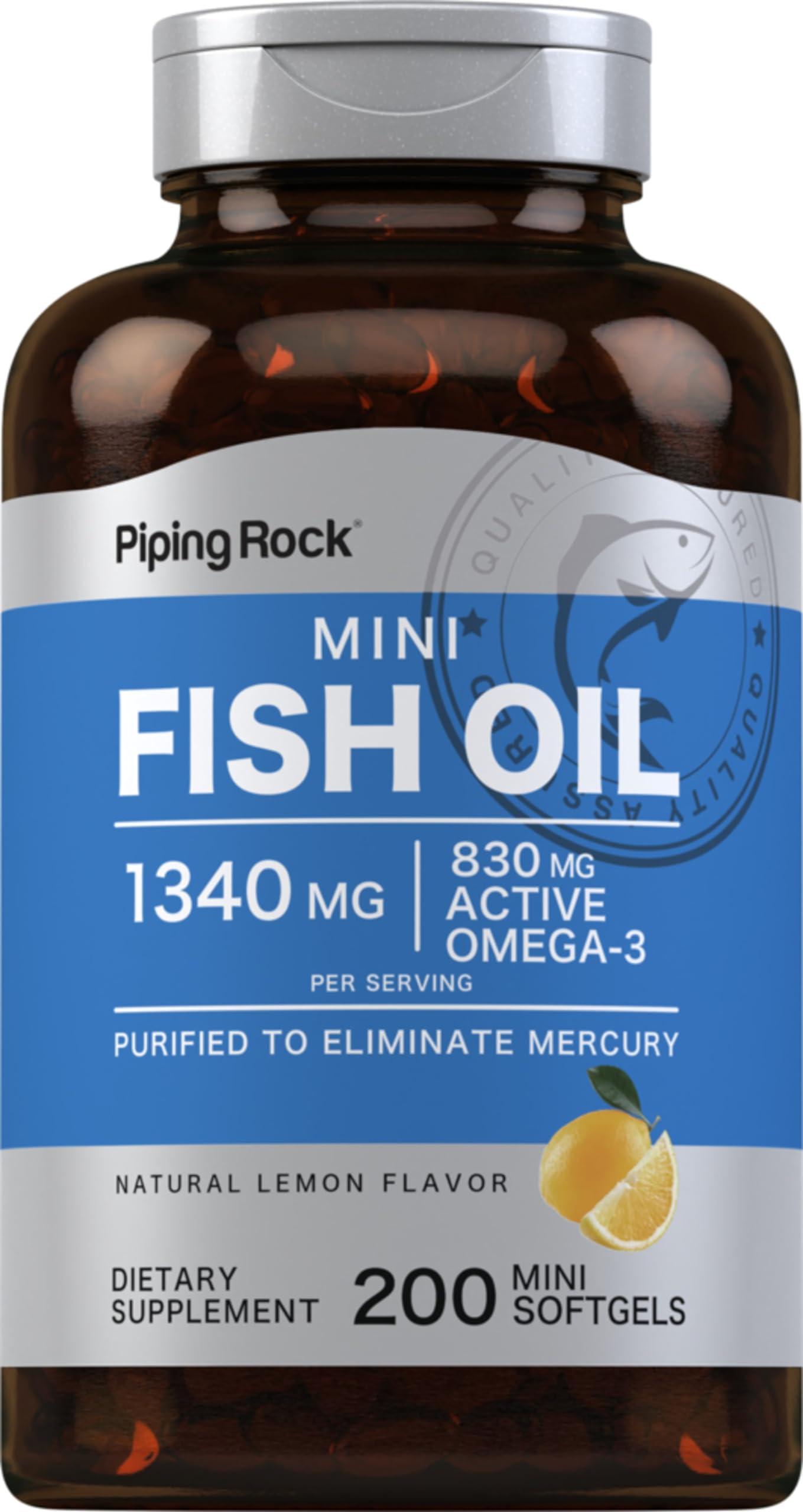 Piping Rock Fish Oil Omega-3 Supplement Softgels, 200 Count