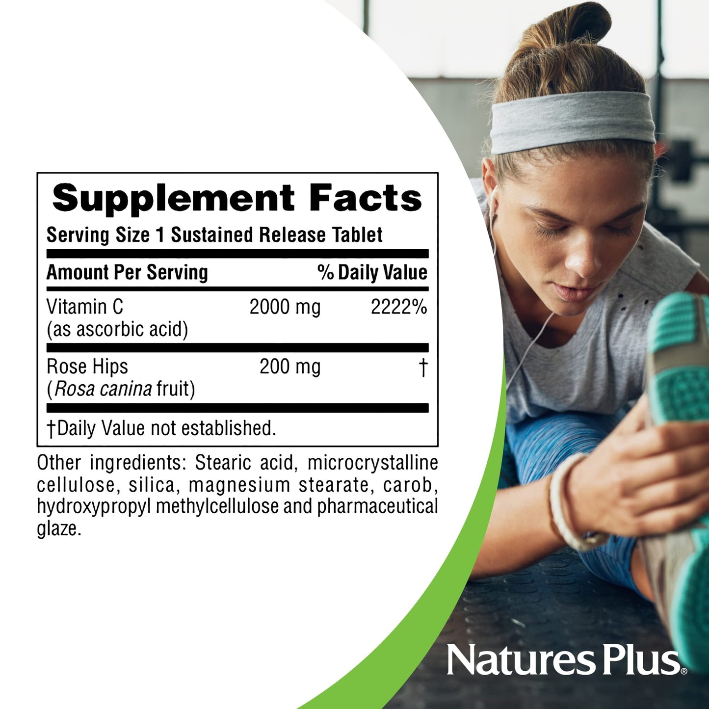 NaturesPlus Ultra-C 2000 mg Vitamin C with Rose Hips, 90 Tablets