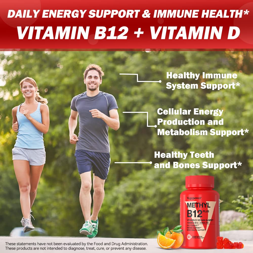 VEGEPOWER Vegan Omega-3 + Vitamin B12 Gummy, 90 Count
