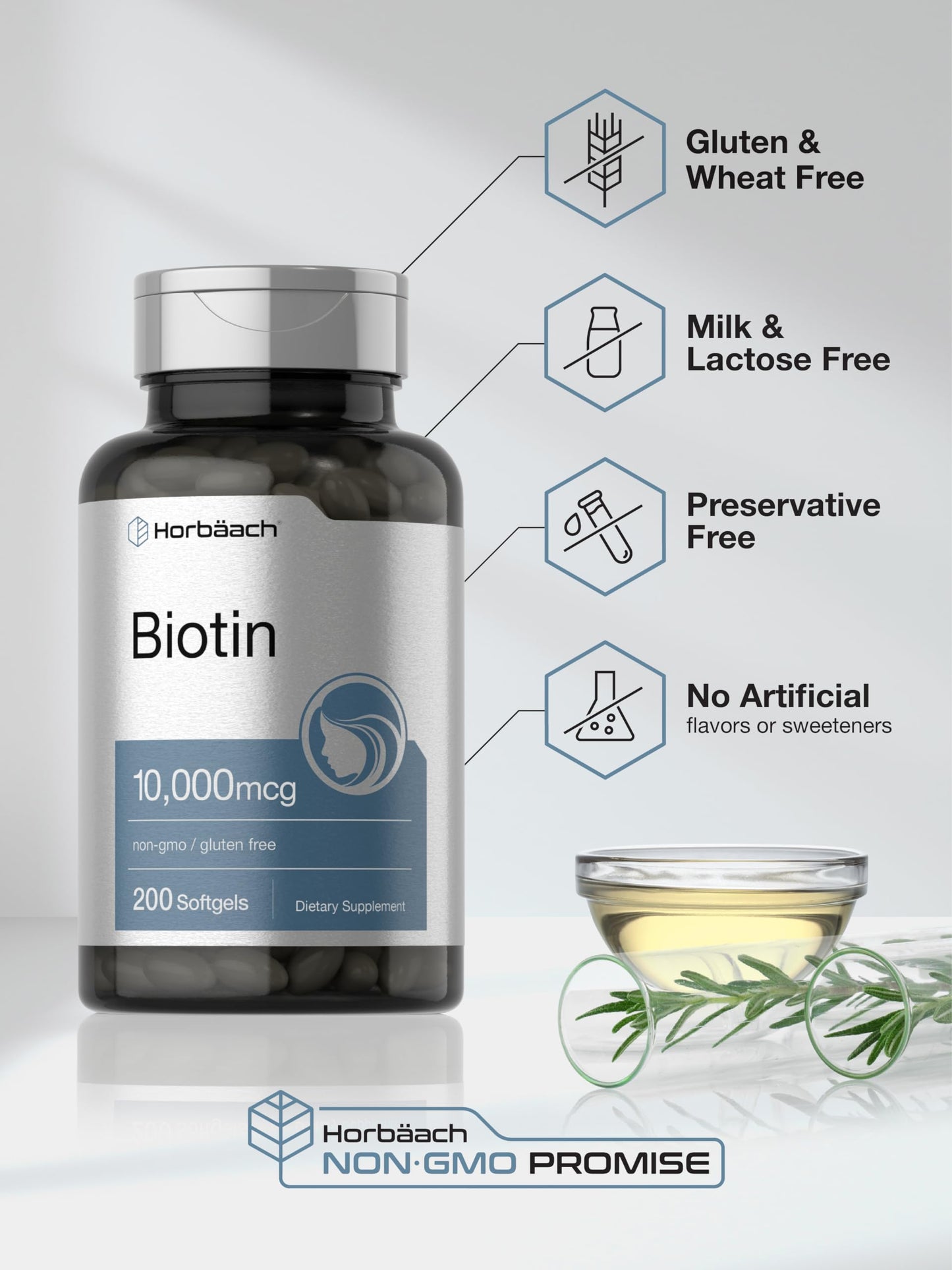 Horbäach Biotin 10000 mcg Softgels 200