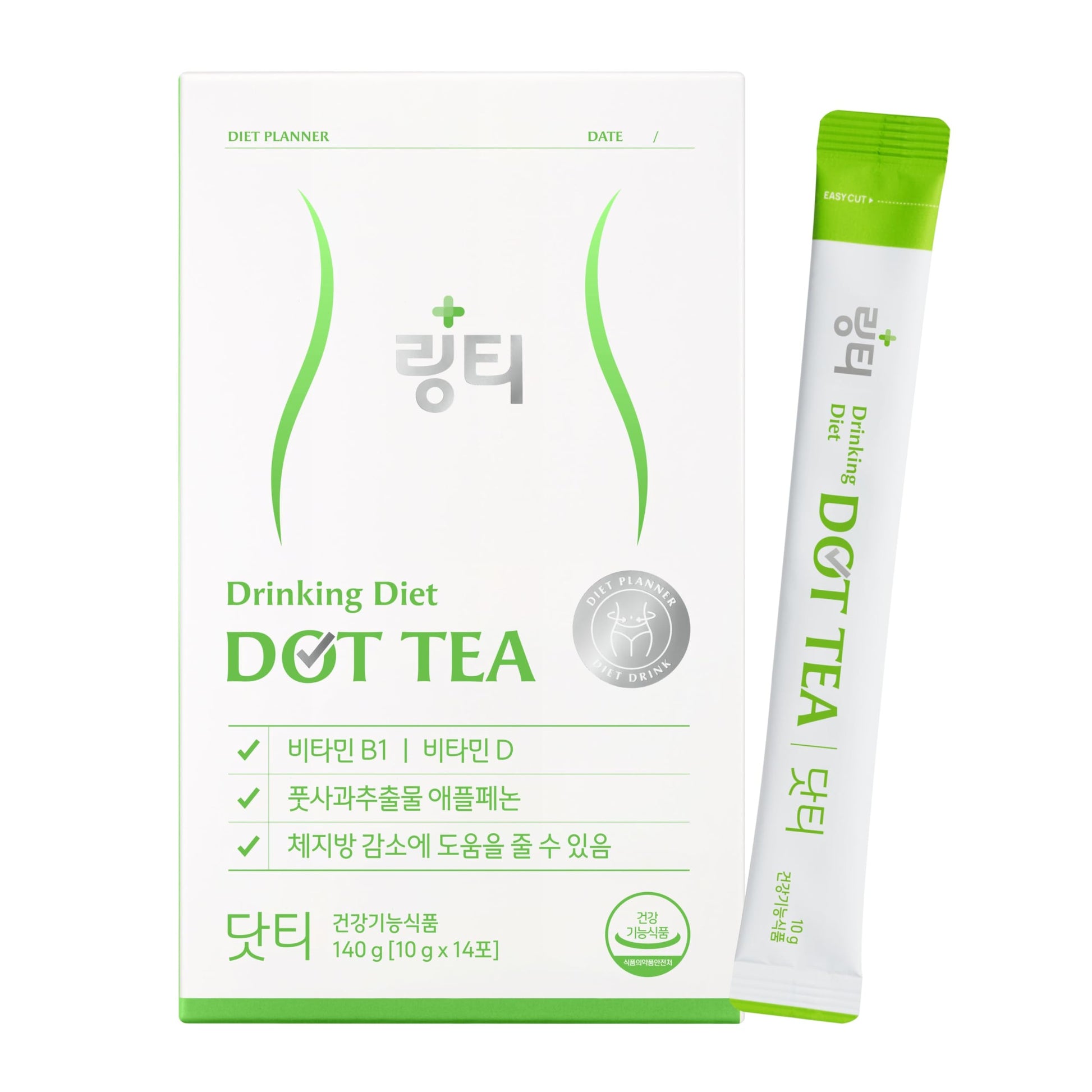 LINGTEA Dot Tea Green Apple Powder, 14 Packets
