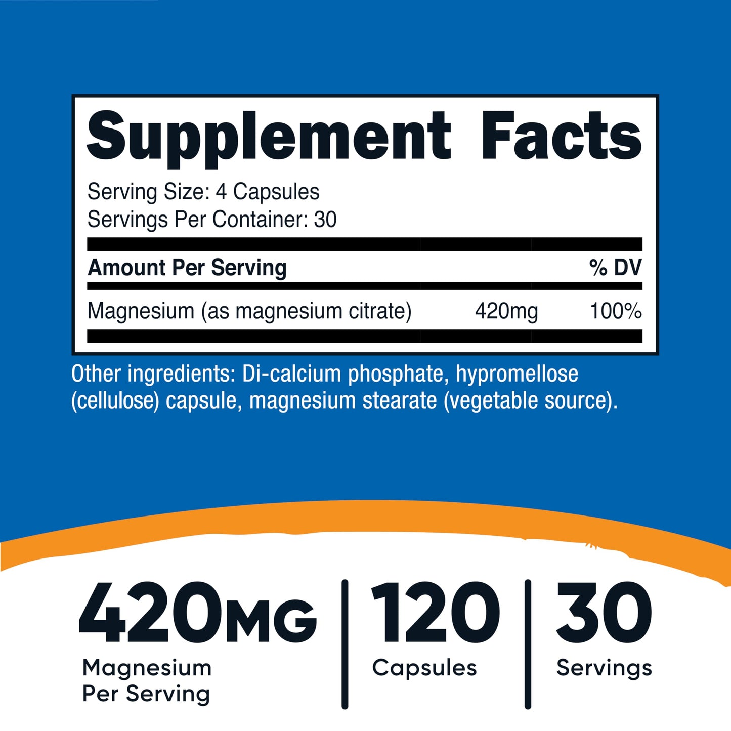 Nutricost Magnesium Citrate 420mg Capsules, 120 Count