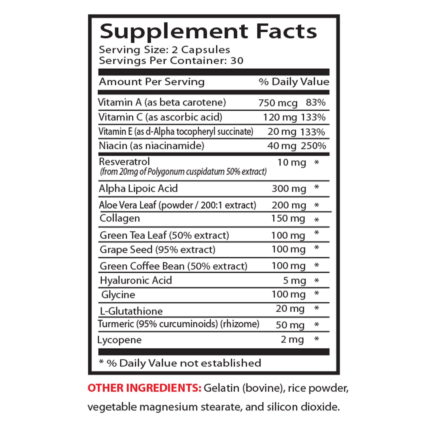 Sport Supplement Resveratrol Capsule 60 Count