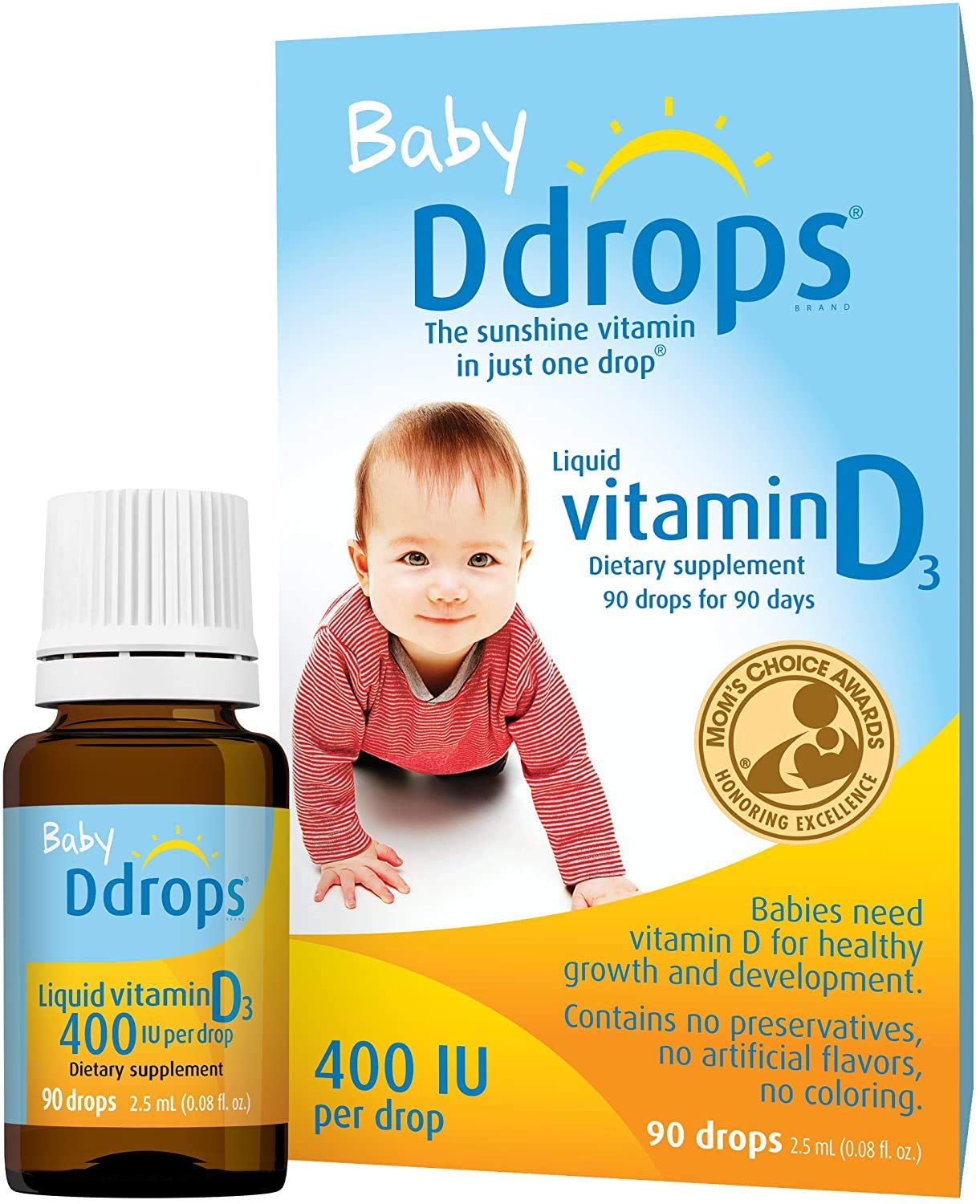 Ddrops Vitamin D3 Baby Drops, 400 IU, 90 Drops