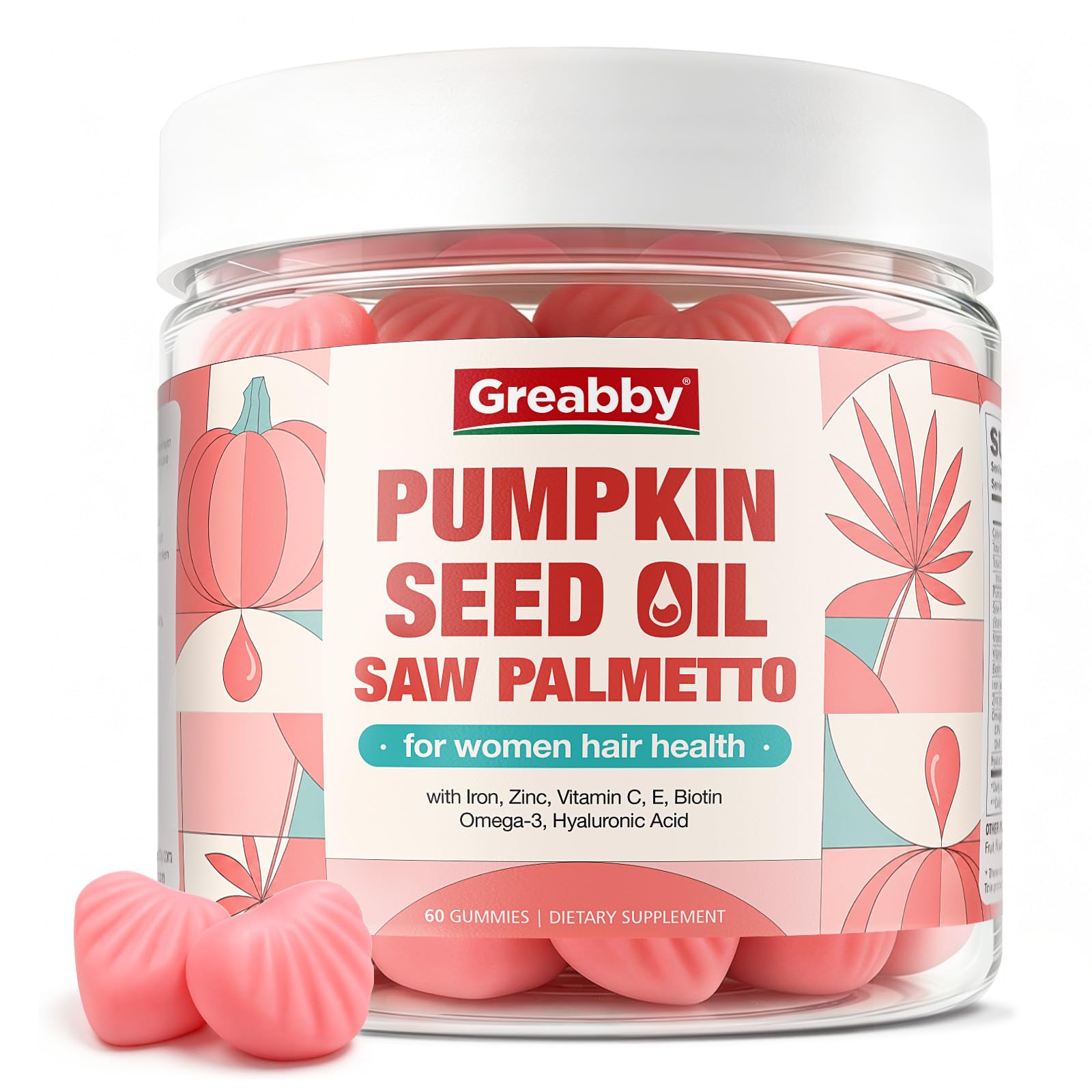 GREABBY Pumpkin Seed Oil with Saw Palmetto for Women Gummy 120