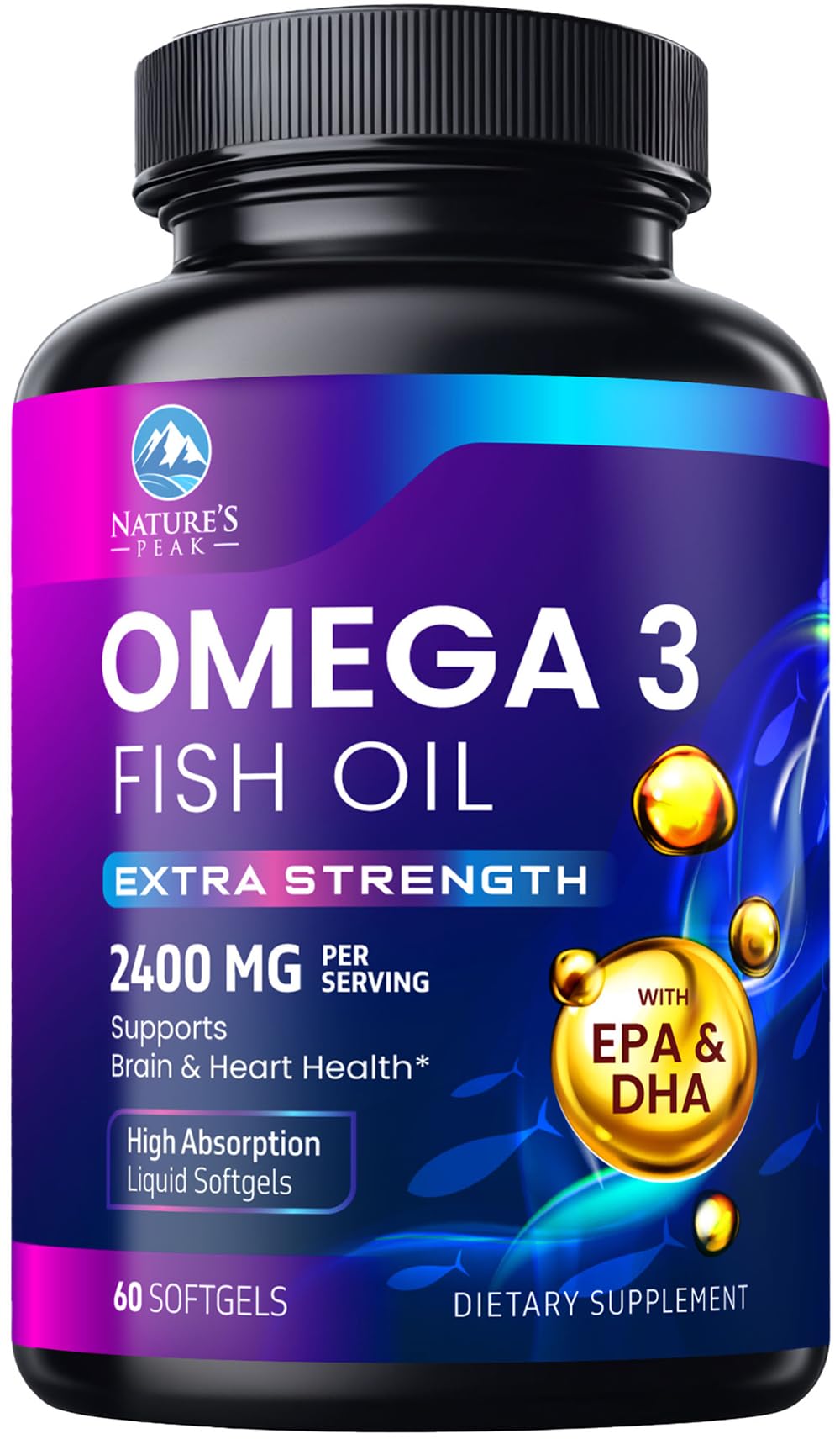Nature's Peak Omega 3 Fish Oil Supplements Softgels 60