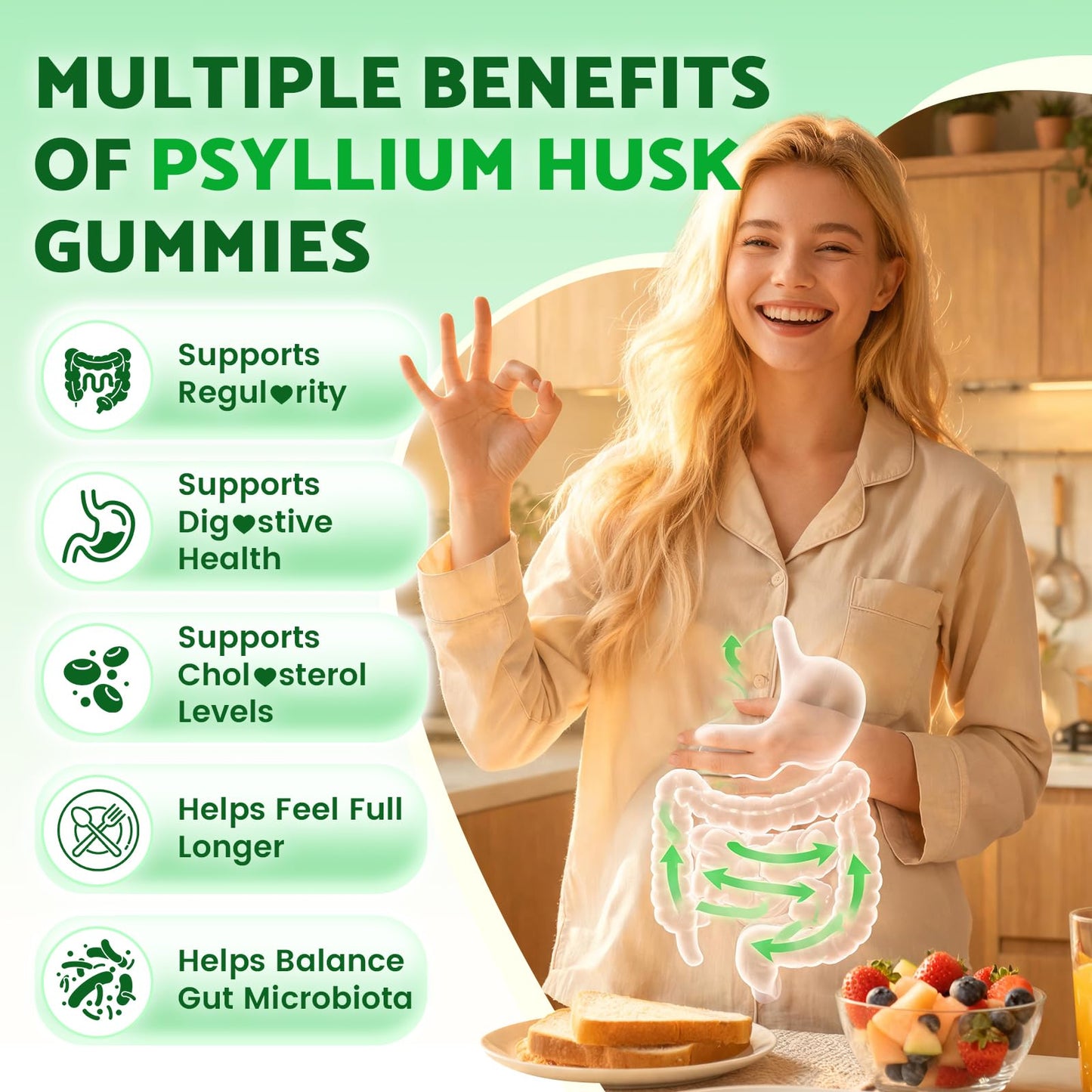 softbear Psyllium Husk Gummies 1500mg, Strawberry Flavor, 120 Count