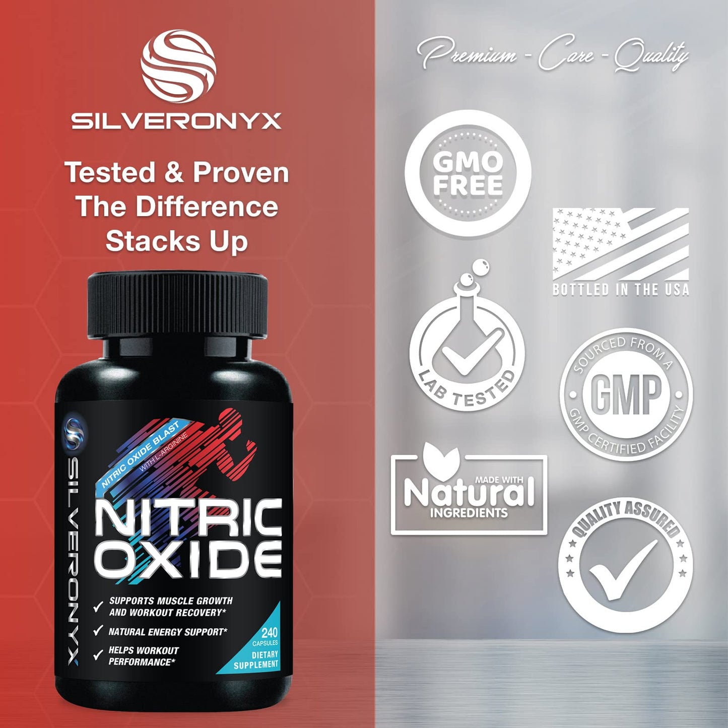 SILVERONYX Nitric Oxide Booster Capsules 240 Capsules