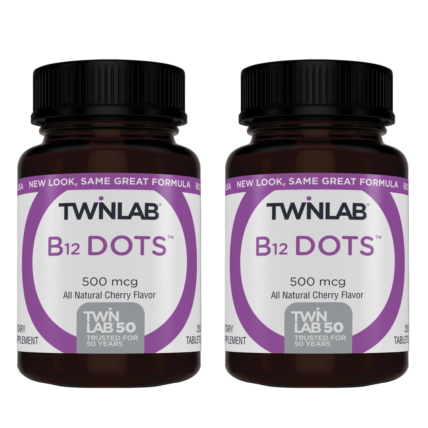 Twinlab B-12 Dots Tablet 500 mcg, Energy Production Support, 250 Tablets