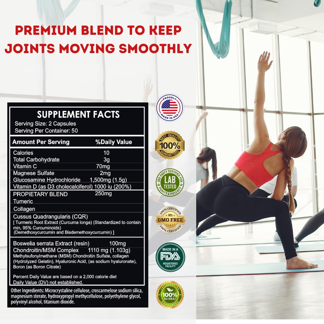 Generic Glucosamine Chondroitin with Turmeric MSM & Boswellia Joint Support Supplement Capsules, 200