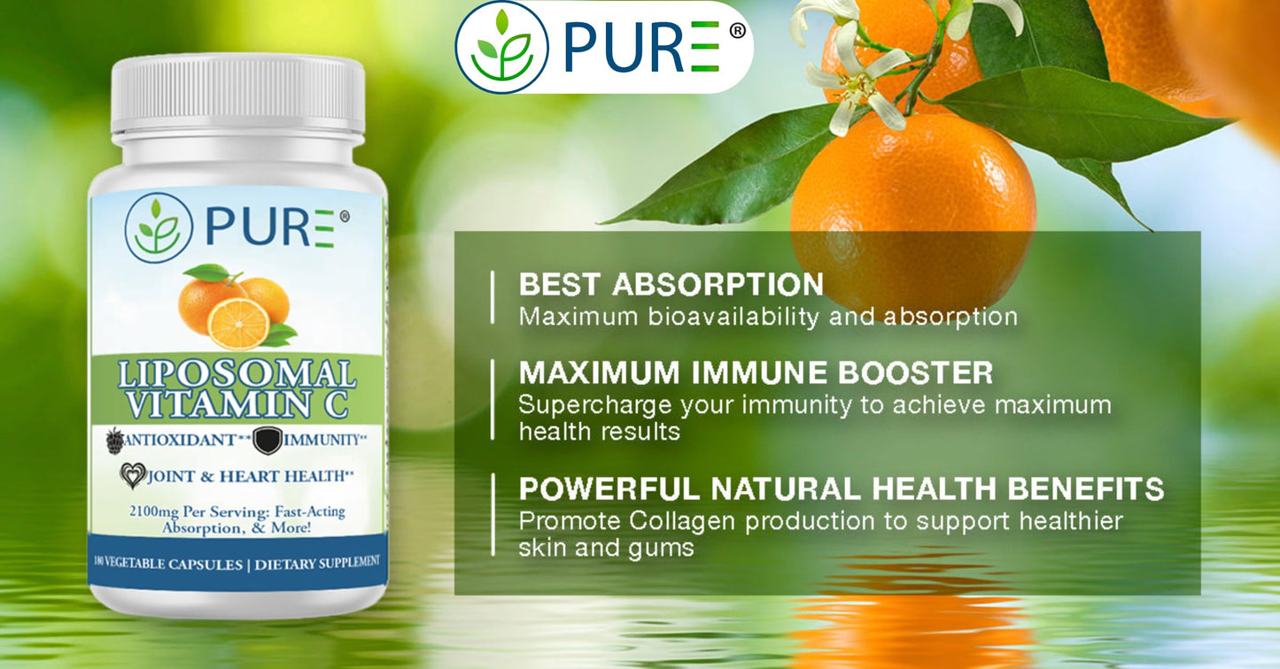 PURE Liposomal Vitamin C 2100mg Capsules, 180 Count