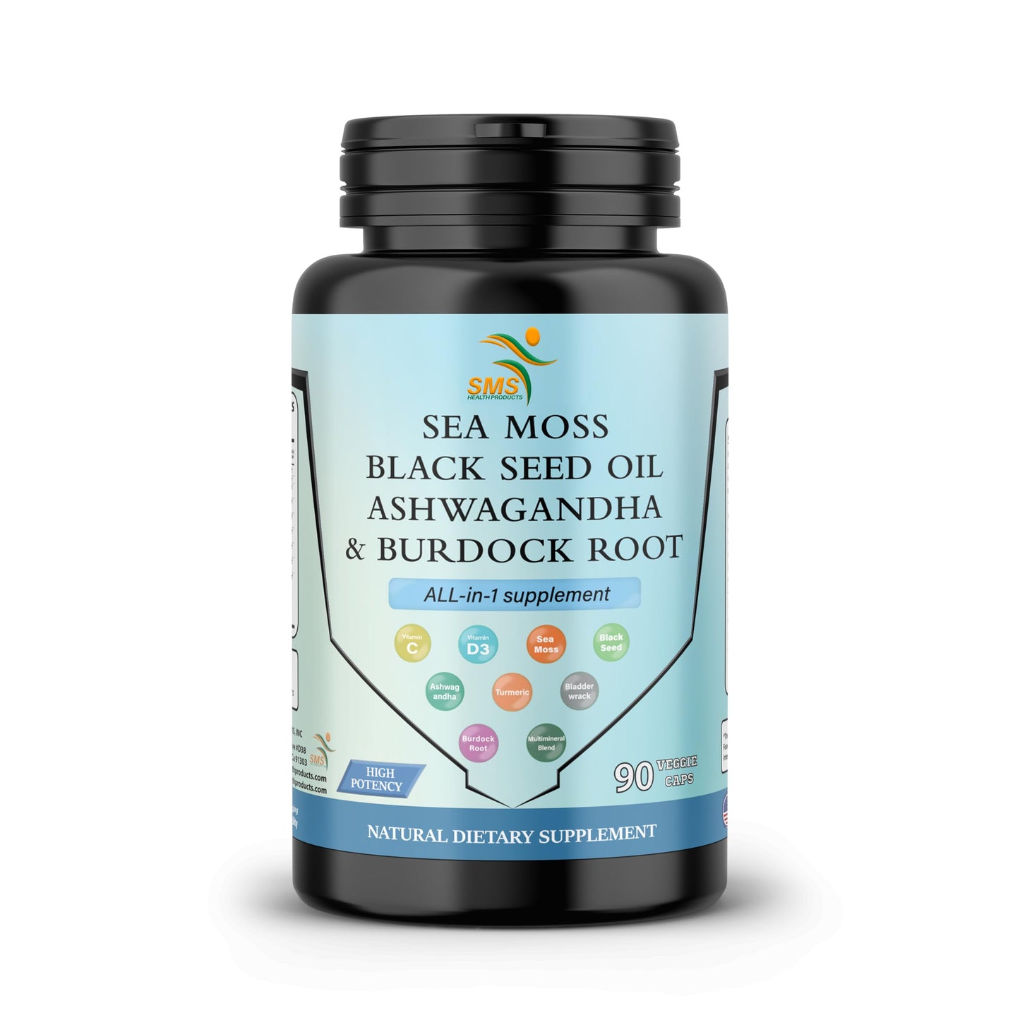SMSHEALTHPRODUCTS.com Sea Moss Black Seed Oil Supplement 90 Veggie Capsules