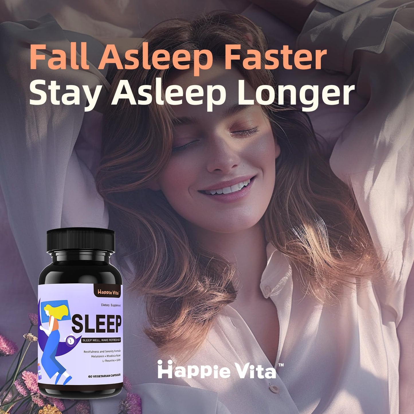 HappieVita 4 in 1 Sleep Aid for Adults, Capsules, 60
