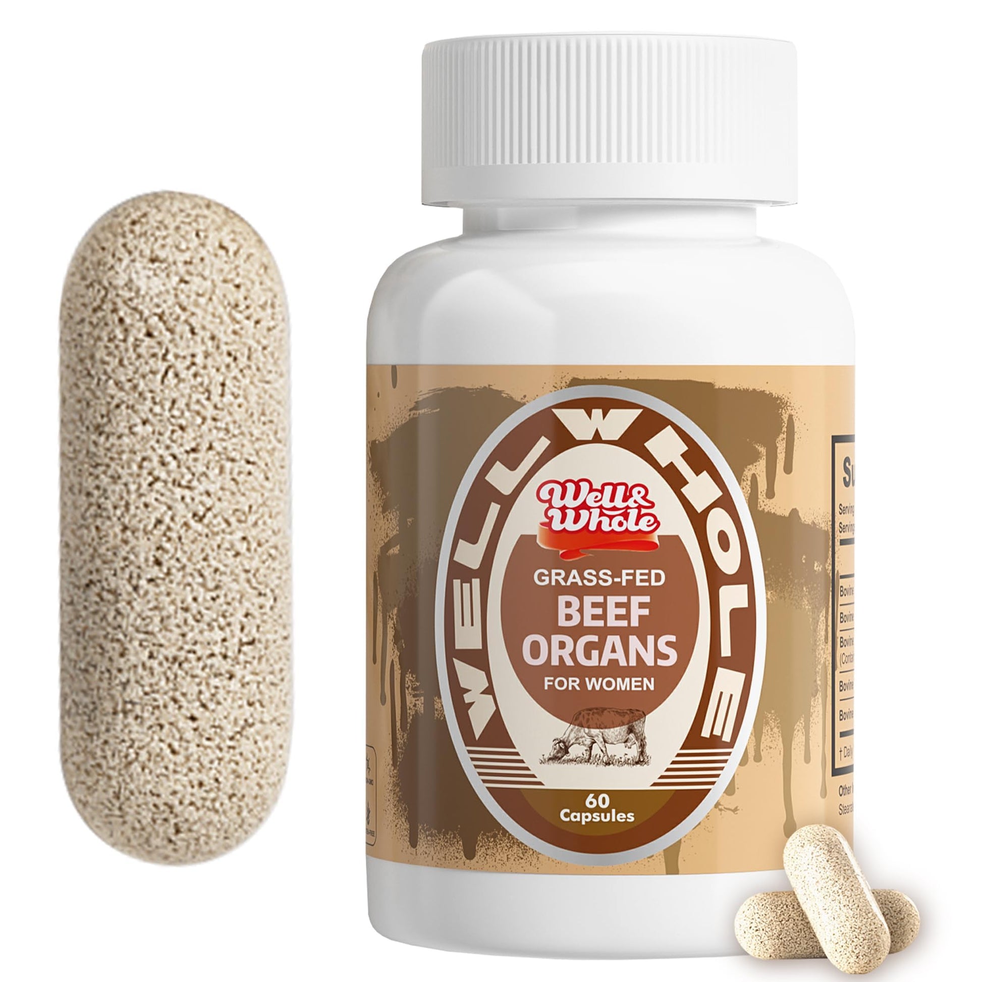 Well&Whole Grassfed Beef Organ Supplement Capsules, 60 Count