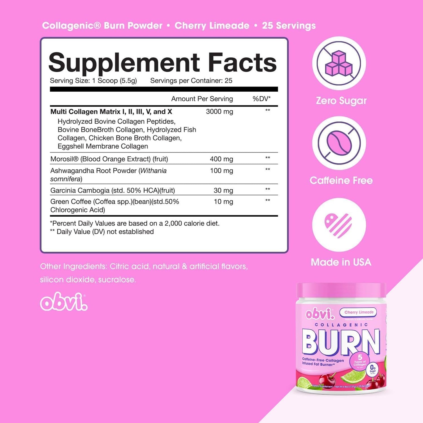 Obvi Collagenic Burn Powder 9.35 oz