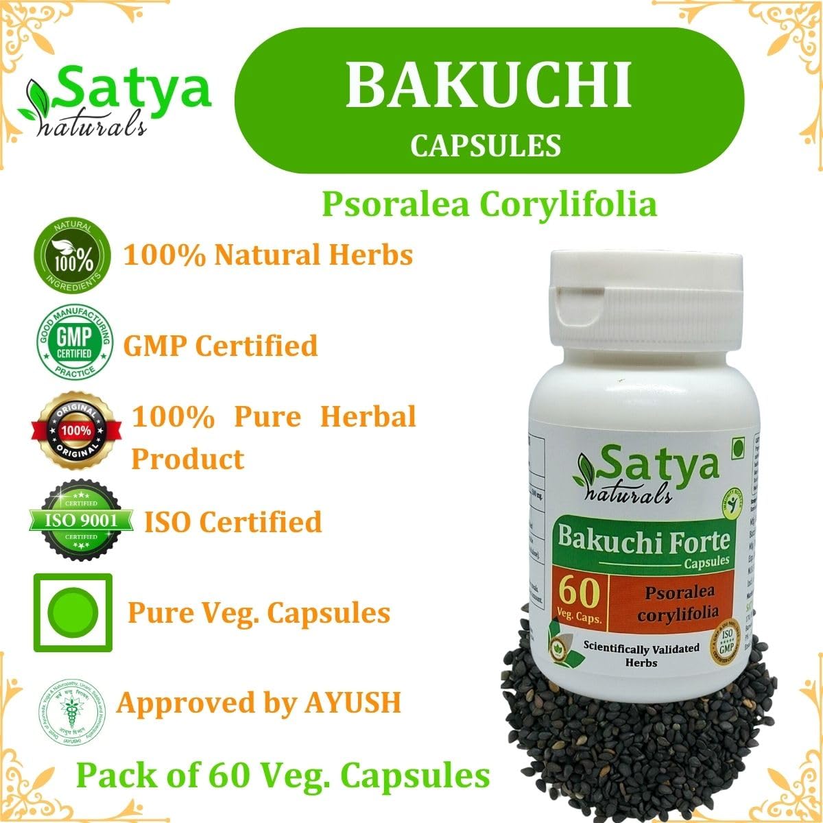 Satya Naturals Bakuchi Forte Capsule 500 mg, 60 Capsules