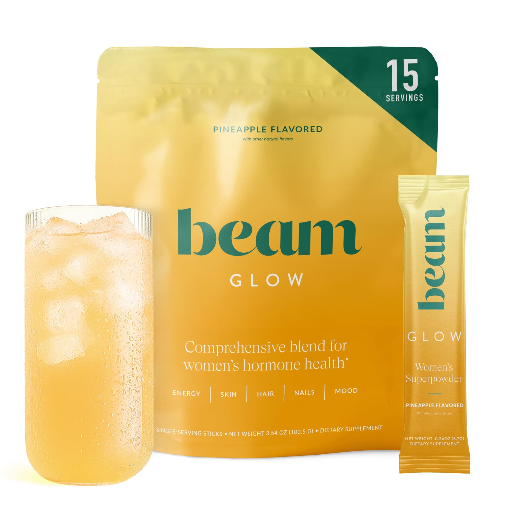 BEAM Glow Hormone Support & Cortisol Supplement for Women Powder 15 Servings