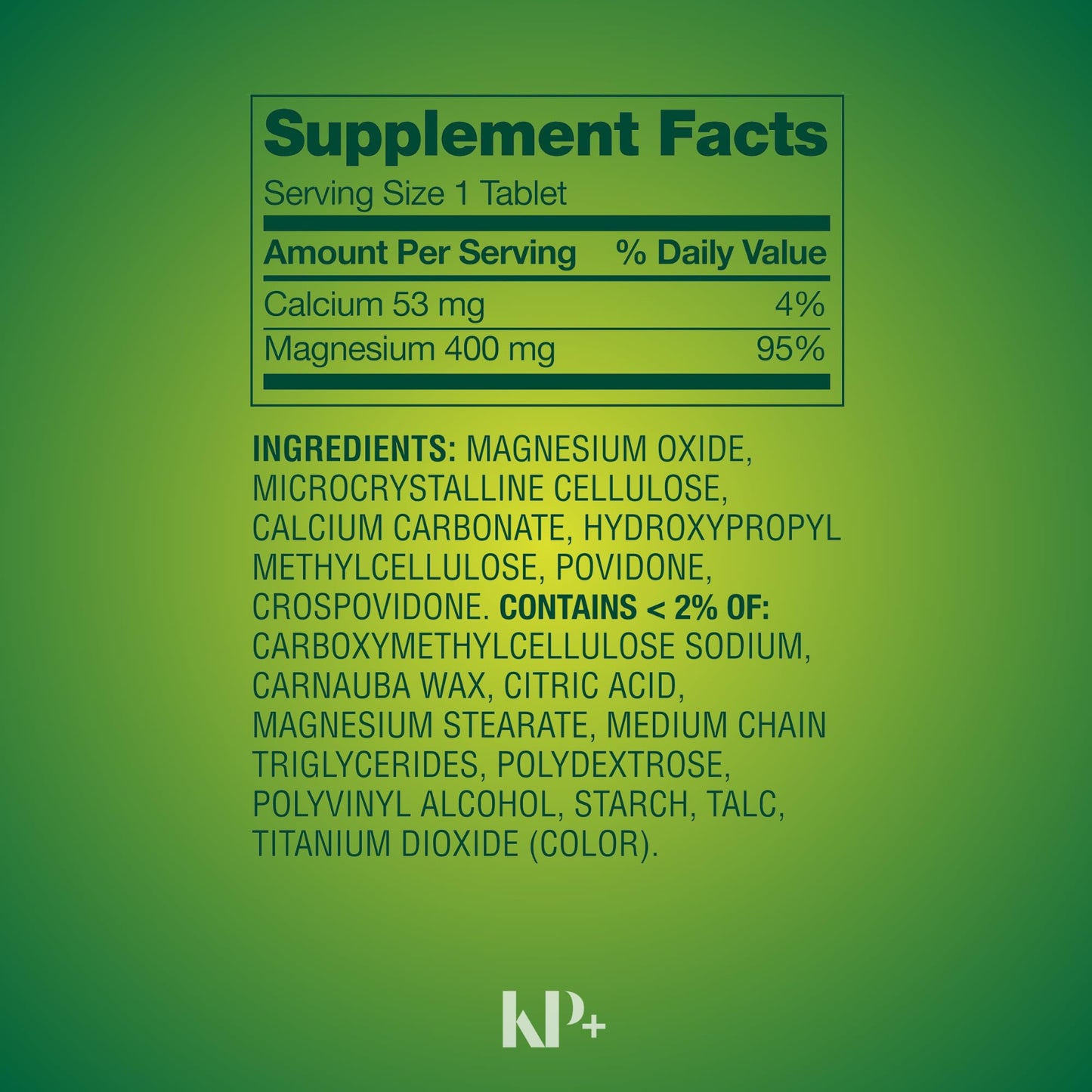 KP+ Magnesium Oxide 400 mg Tablets 250 Count