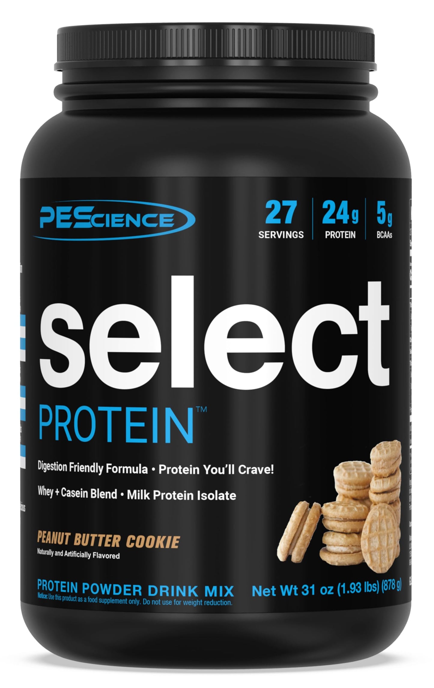 PEScience Select Protein Powder, Whey and Casein Blend, Lean Protein Powder for Women and Men, Peanut Butter Cookie, 31 Servings
