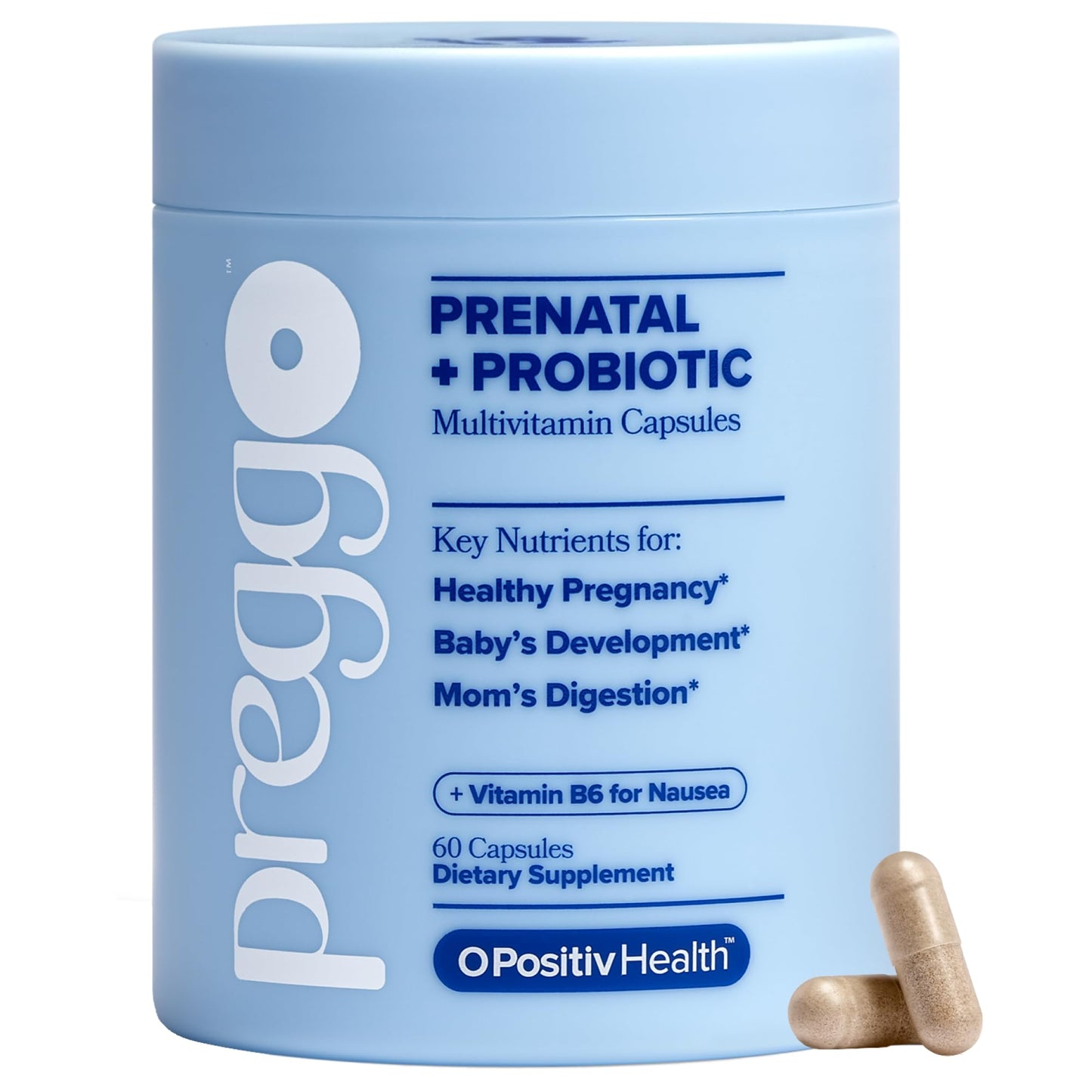 O Positiv PREGGO Prenatal + Probiotic Multivitamin Capsules, 60 Count
