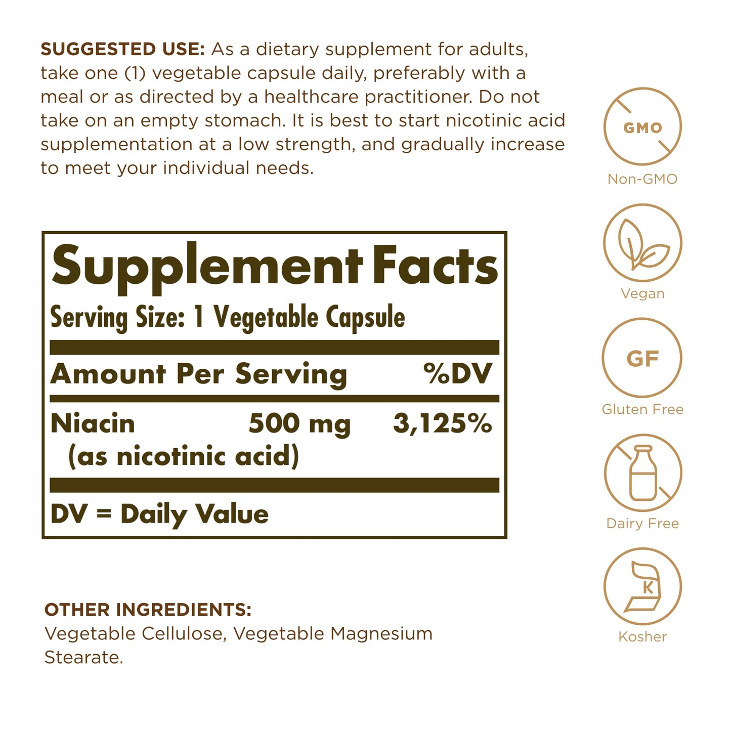 Solgar Niacin 500 mg Capsules 100 Count