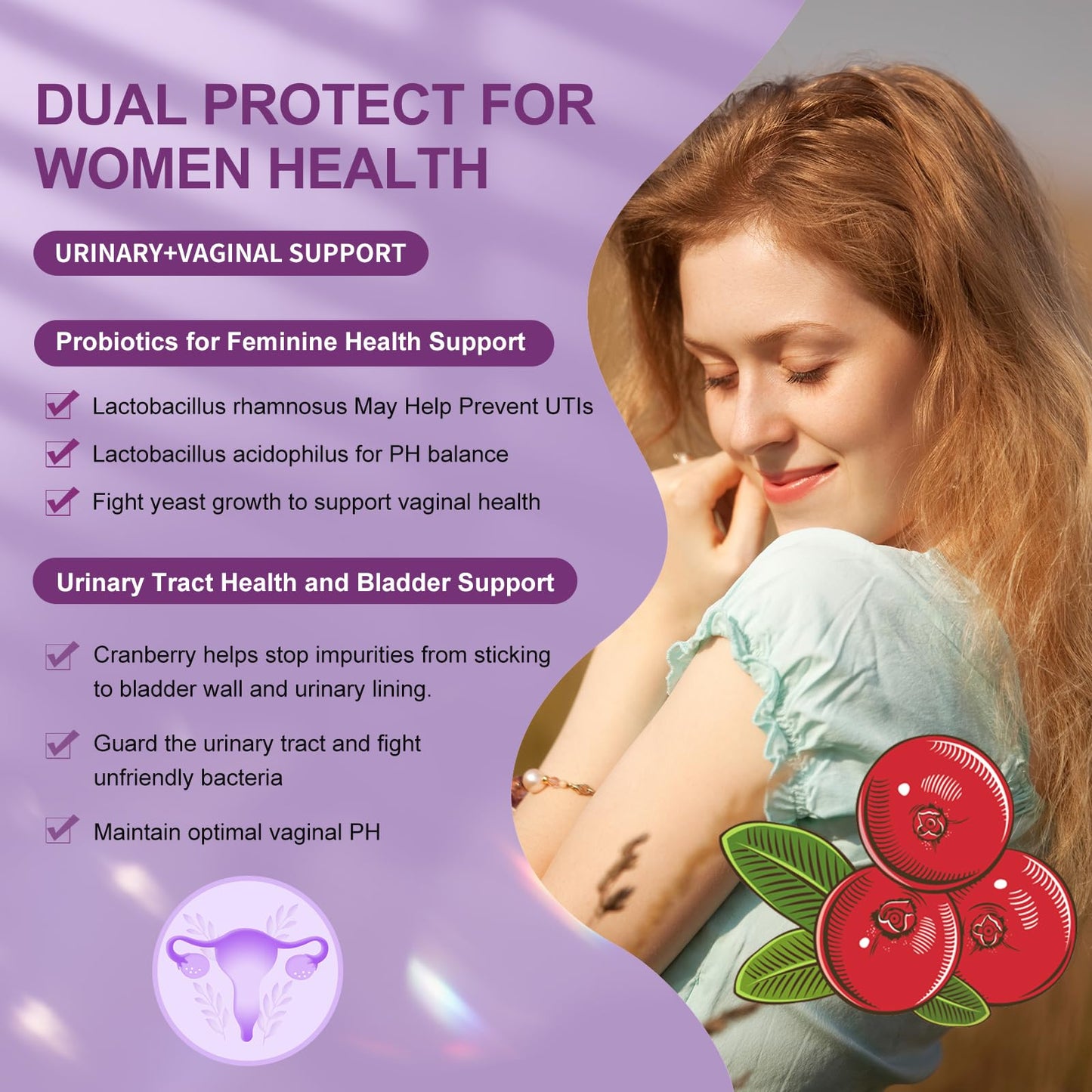 OMOGS Women's Probiotic Tablets, 180 Billion CFUs, 18 Strains, with Prebiotics, Cranberry Extract, D-Mannose & Digestive Enzymes, 180 Tablets