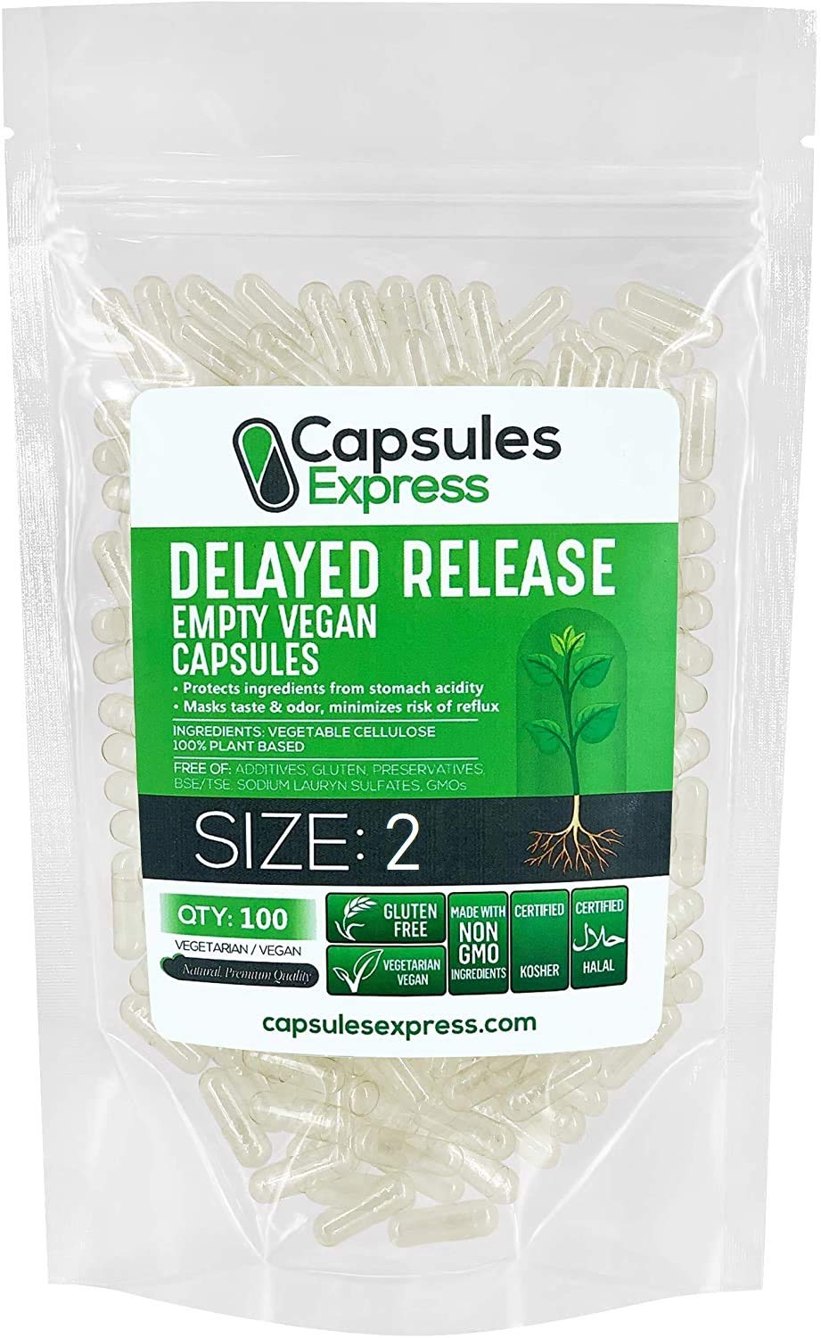 XPRS Nutra Delayed Release Size 2 Empty Capsules, Capsule, 100 Count