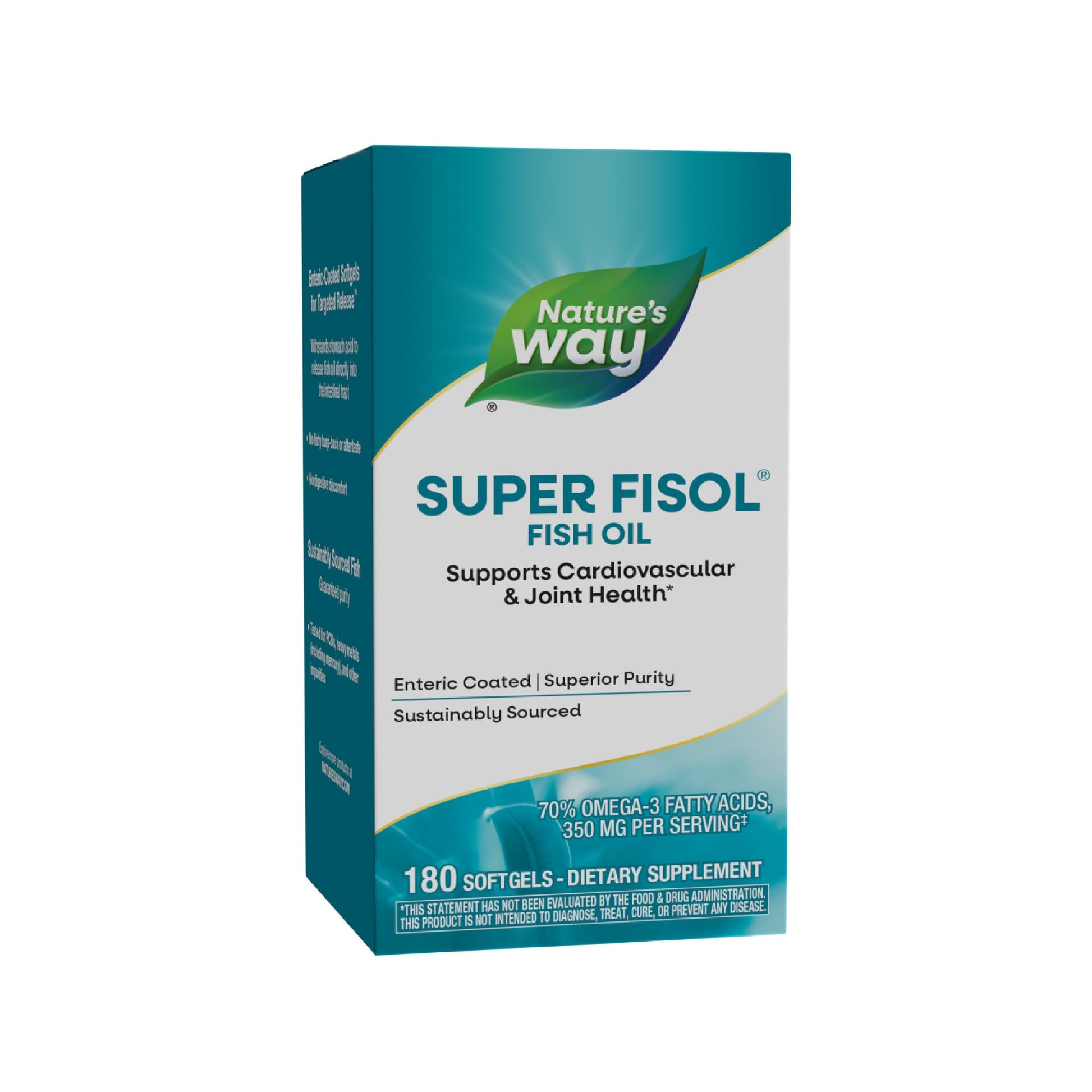 Nature's Way Super Fisol Fish Oil Omega-3 Supplements Softgels 180 Count