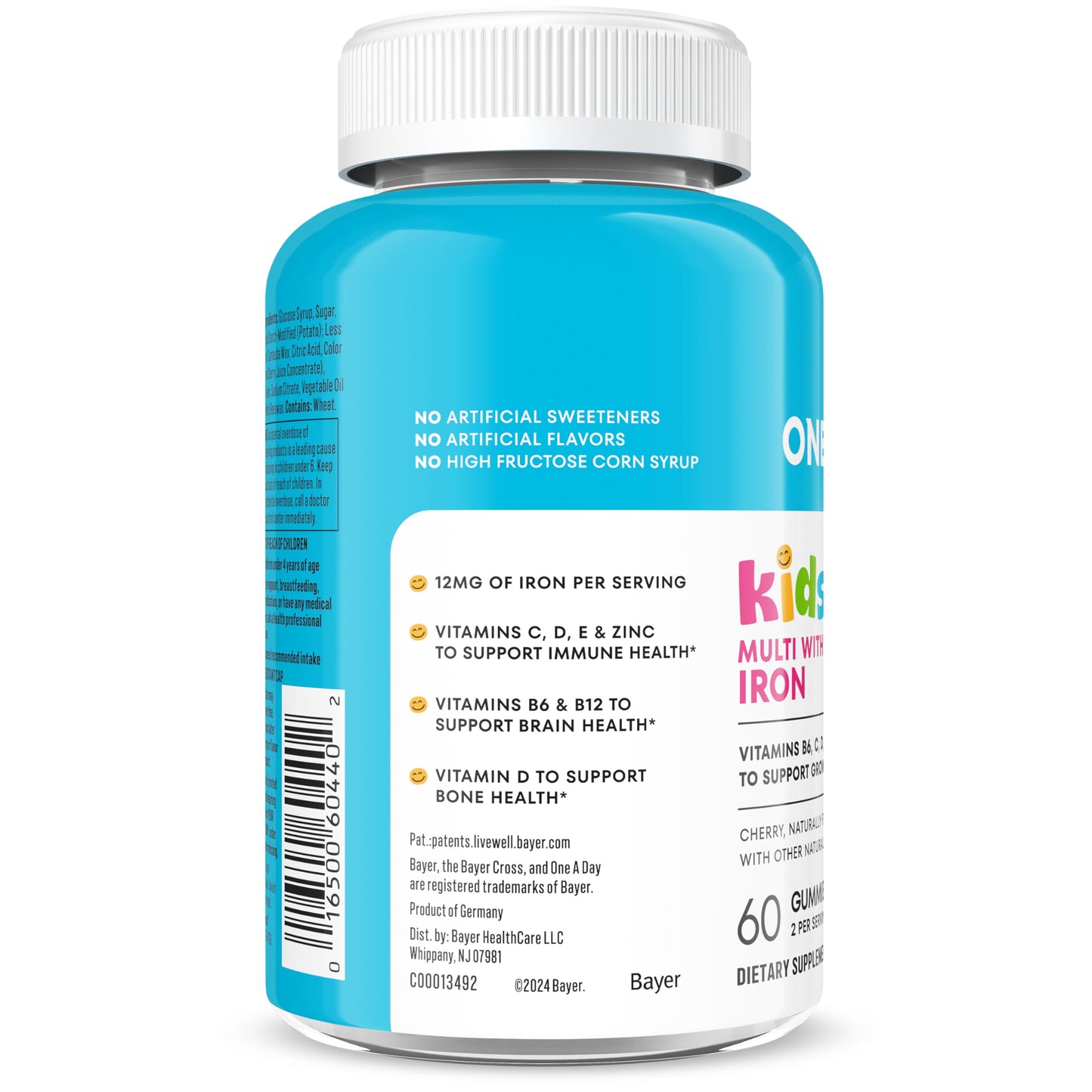 ONE A DAY Kids Multivitamin with Iron Gummy, 60 Count